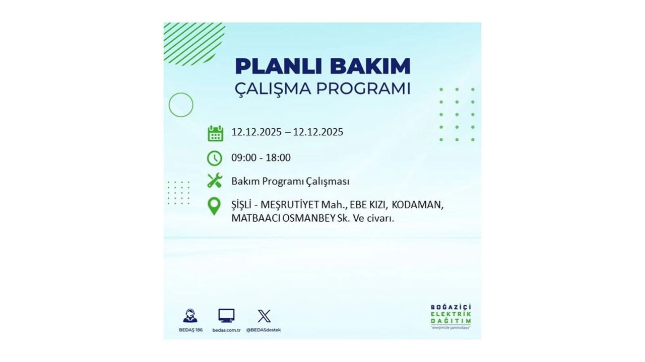 İstanbul'da büyük kesinti! İşte 12 Aralık Cuma günü İstanbul'da elektrik kesintisi yaşanacak ilçeler (İstanbul'da elektrikler ne zaman gelecek) 86