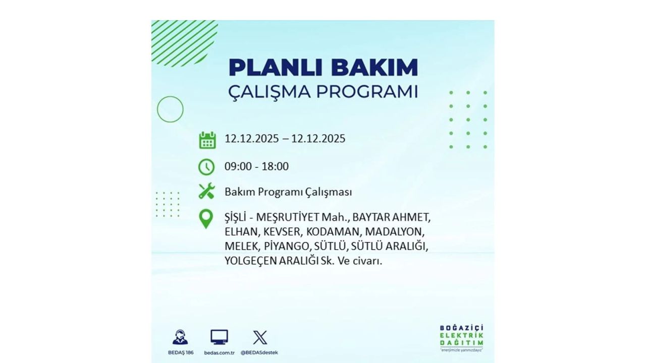 İstanbul'da büyük kesinti! İşte 12 Aralık Cuma günü İstanbul'da elektrik kesintisi yaşanacak ilçeler (İstanbul'da elektrikler ne zaman gelecek) 87