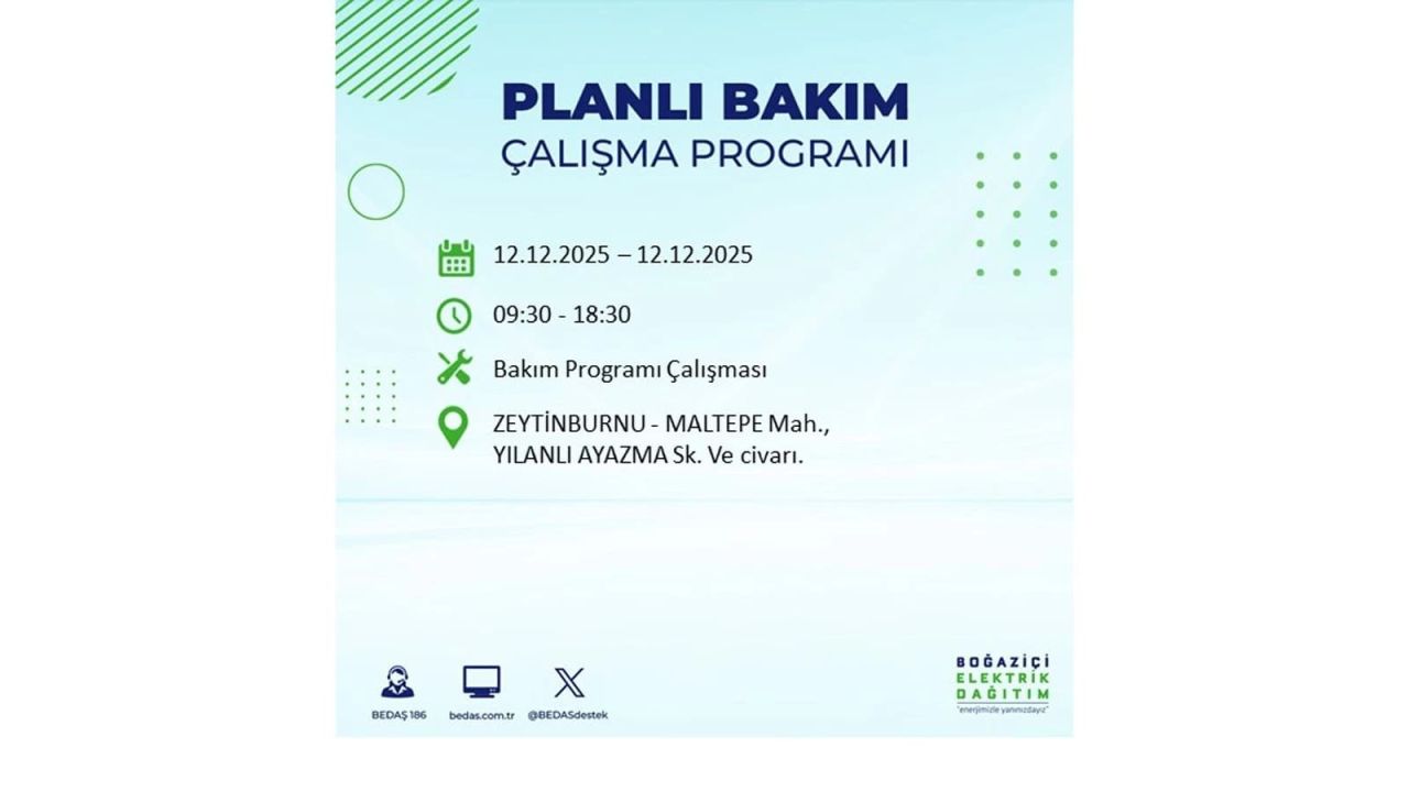 İstanbul'da büyük kesinti! İşte 12 Aralık Cuma günü İstanbul'da elektrik kesintisi yaşanacak ilçeler (İstanbul'da elektrikler ne zaman gelecek) 90
