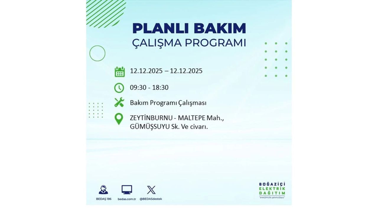 İstanbul'da büyük kesinti! İşte 12 Aralık Cuma günü İstanbul'da elektrik kesintisi yaşanacak ilçeler (İstanbul'da elektrikler ne zaman gelecek) 92