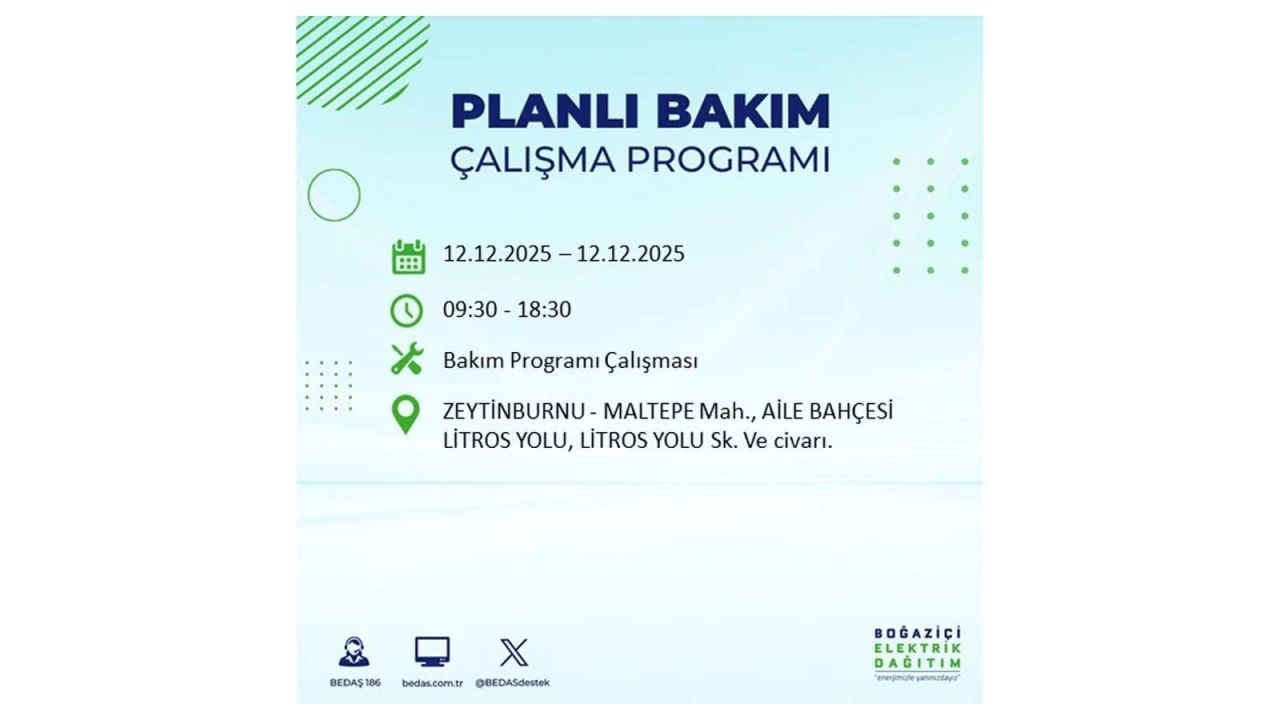 İstanbul'da büyük kesinti! İşte 12 Aralık Cuma günü İstanbul'da elektrik kesintisi yaşanacak ilçeler (İstanbul'da elektrikler ne zaman gelecek) 93
