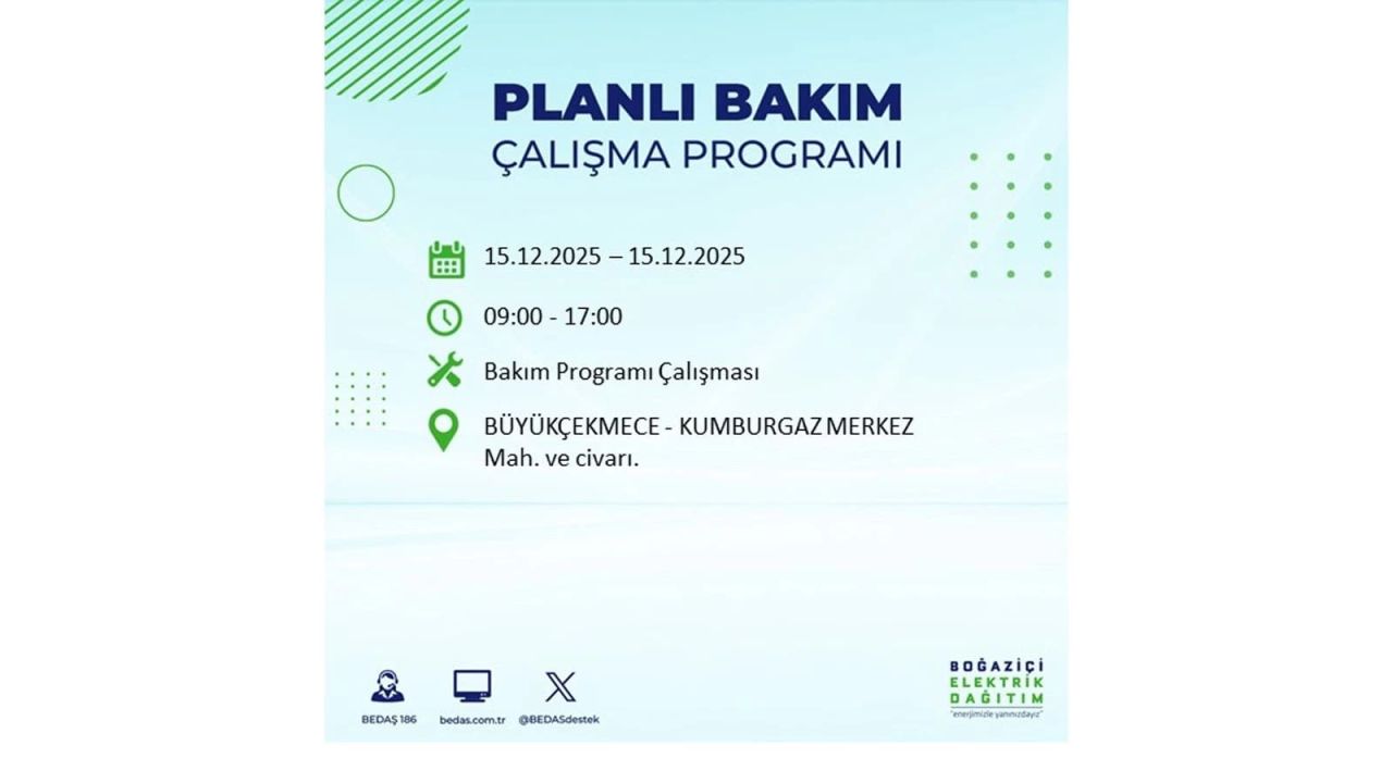 İstanbul'da 15 Aralık Pazartesi günü elektrik kesintileri olacak! İstanbul’da elektrikler ne zaman gelecek? BEDAŞ- AYEDAŞ 15 Aralık planlı elektrik kesintisi programı 37
