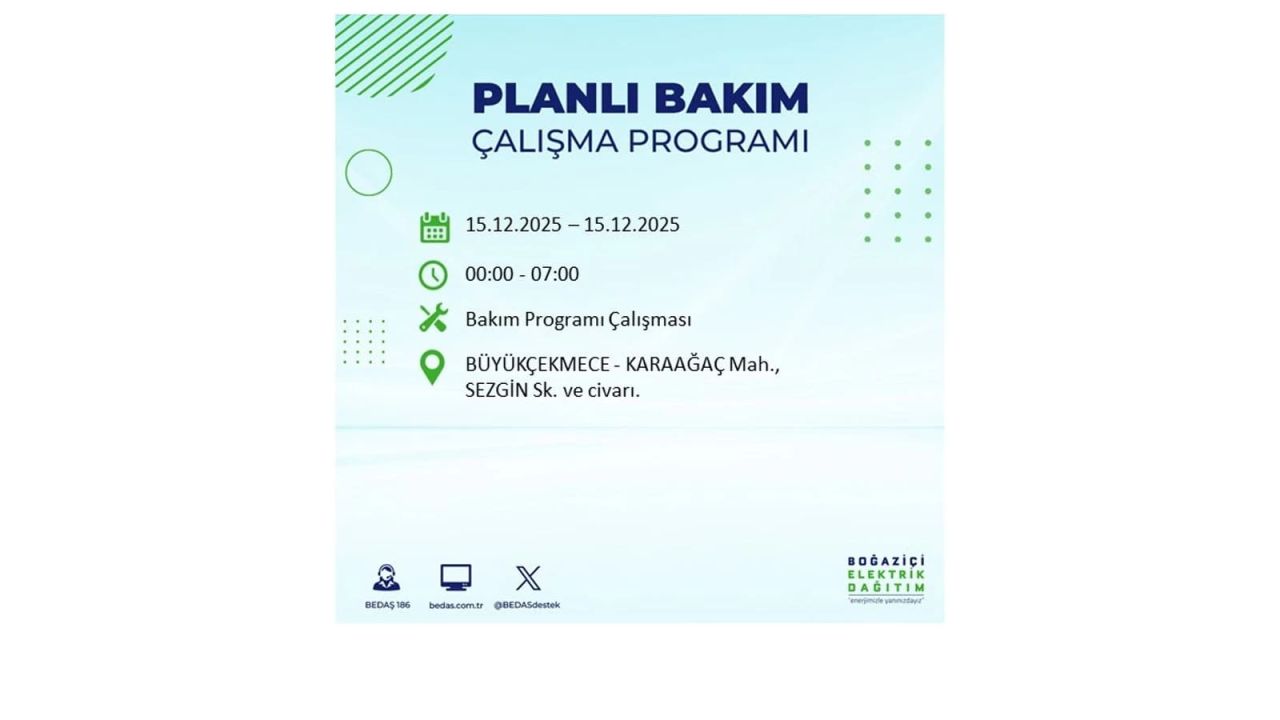 İstanbul'da 15 Aralık Pazartesi günü elektrik kesintileri olacak! İstanbul’da elektrikler ne zaman gelecek? BEDAŞ- AYEDAŞ 15 Aralık planlı elektrik kesintisi programı 38