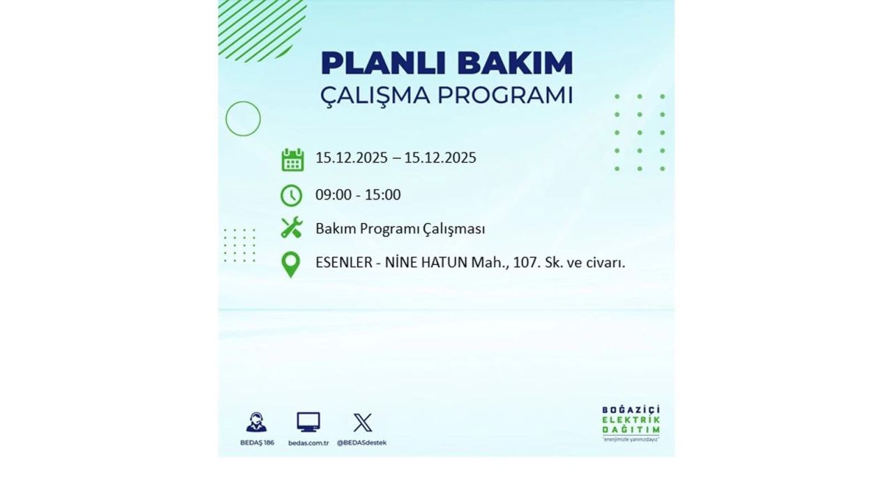 İstanbul'da 15 Aralık Pazartesi günü elektrik kesintileri olacak! İstanbul’da elektrikler ne zaman gelecek? BEDAŞ- AYEDAŞ 15 Aralık planlı elektrik kesintisi programı 43