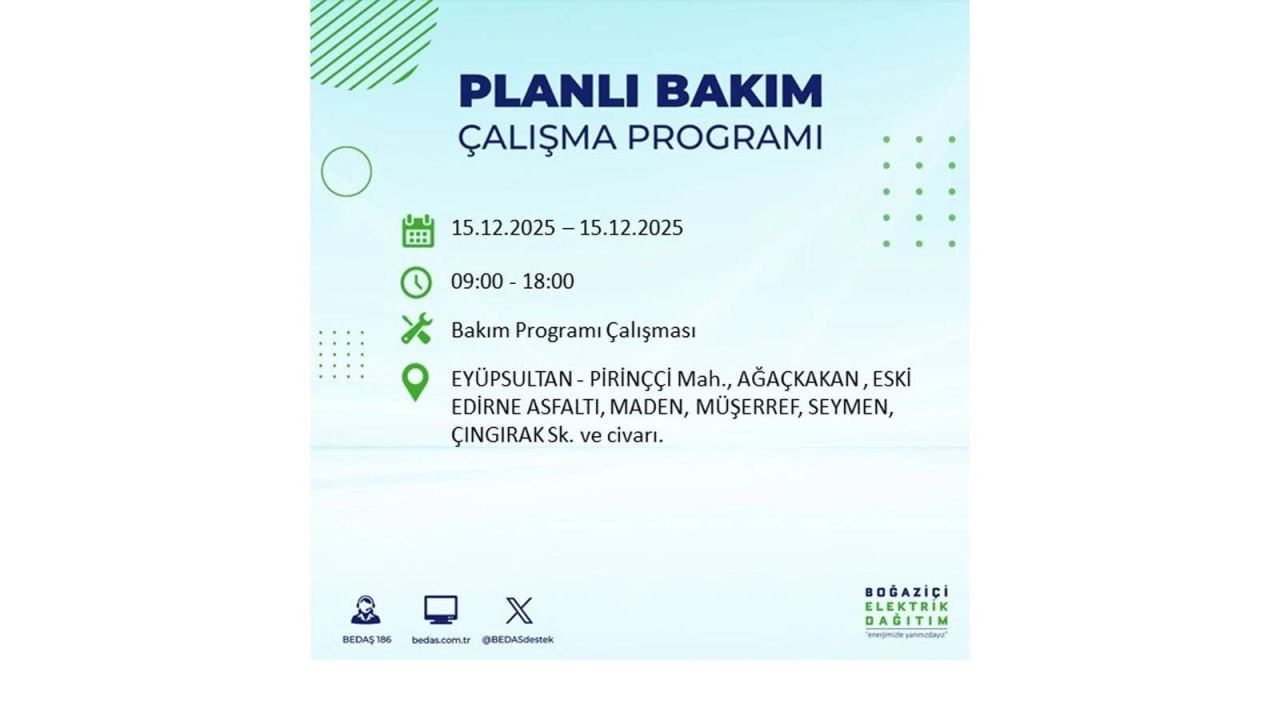 İstanbul'da 15 Aralık Pazartesi günü elektrik kesintileri olacak! İstanbul’da elektrikler ne zaman gelecek? BEDAŞ- AYEDAŞ 15 Aralık planlı elektrik kesintisi programı 46