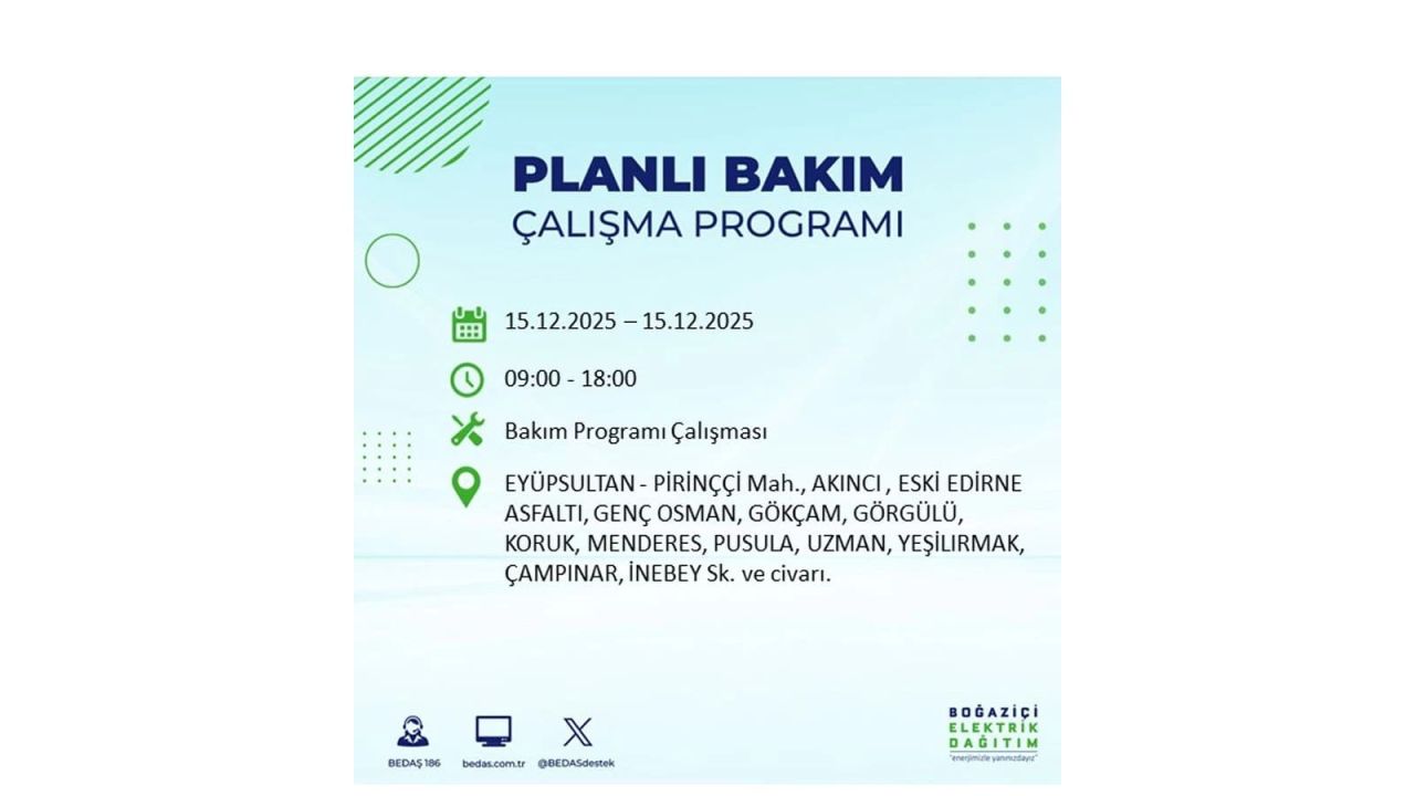 İstanbul'da 15 Aralık Pazartesi günü elektrik kesintileri olacak! İstanbul’da elektrikler ne zaman gelecek? BEDAŞ- AYEDAŞ 15 Aralık planlı elektrik kesintisi programı 47