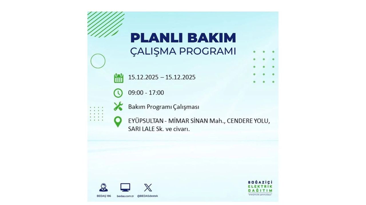 İstanbul'da 15 Aralık Pazartesi günü elektrik kesintileri olacak! İstanbul’da elektrikler ne zaman gelecek? BEDAŞ- AYEDAŞ 15 Aralık planlı elektrik kesintisi programı 48
