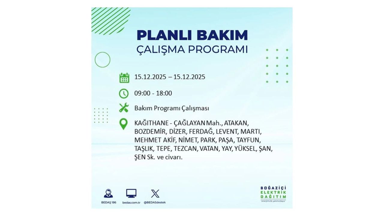 İstanbul'da 15 Aralık Pazartesi günü elektrik kesintileri olacak! İstanbul’da elektrikler ne zaman gelecek? BEDAŞ- AYEDAŞ 15 Aralık planlı elektrik kesintisi programı 57