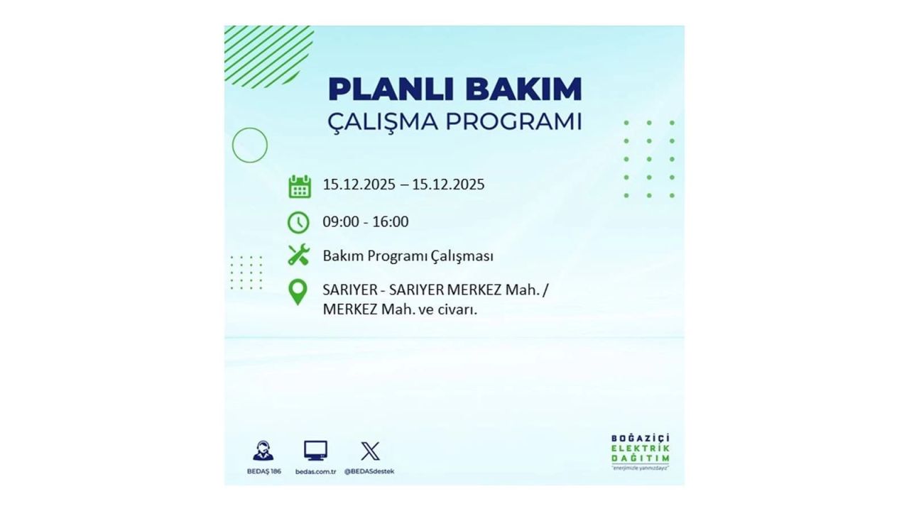 İstanbul'da 15 Aralık Pazartesi günü elektrik kesintileri olacak! İstanbul’da elektrikler ne zaman gelecek? BEDAŞ- AYEDAŞ 15 Aralık planlı elektrik kesintisi programı 64