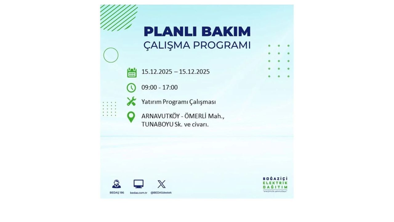 İstanbul'da 15 Aralık Pazartesi günü elektrik kesintileri olacak! İstanbul’da elektrikler ne zaman gelecek? BEDAŞ- AYEDAŞ 15 Aralık planlı elektrik kesintisi programı 4