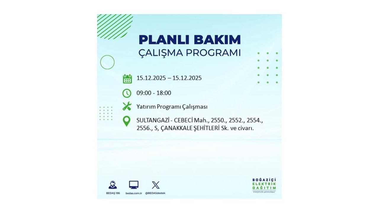 İstanbul'da 15 Aralık Pazartesi günü elektrik kesintileri olacak! İstanbul’da elektrikler ne zaman gelecek? BEDAŞ- AYEDAŞ 15 Aralık planlı elektrik kesintisi programı 71