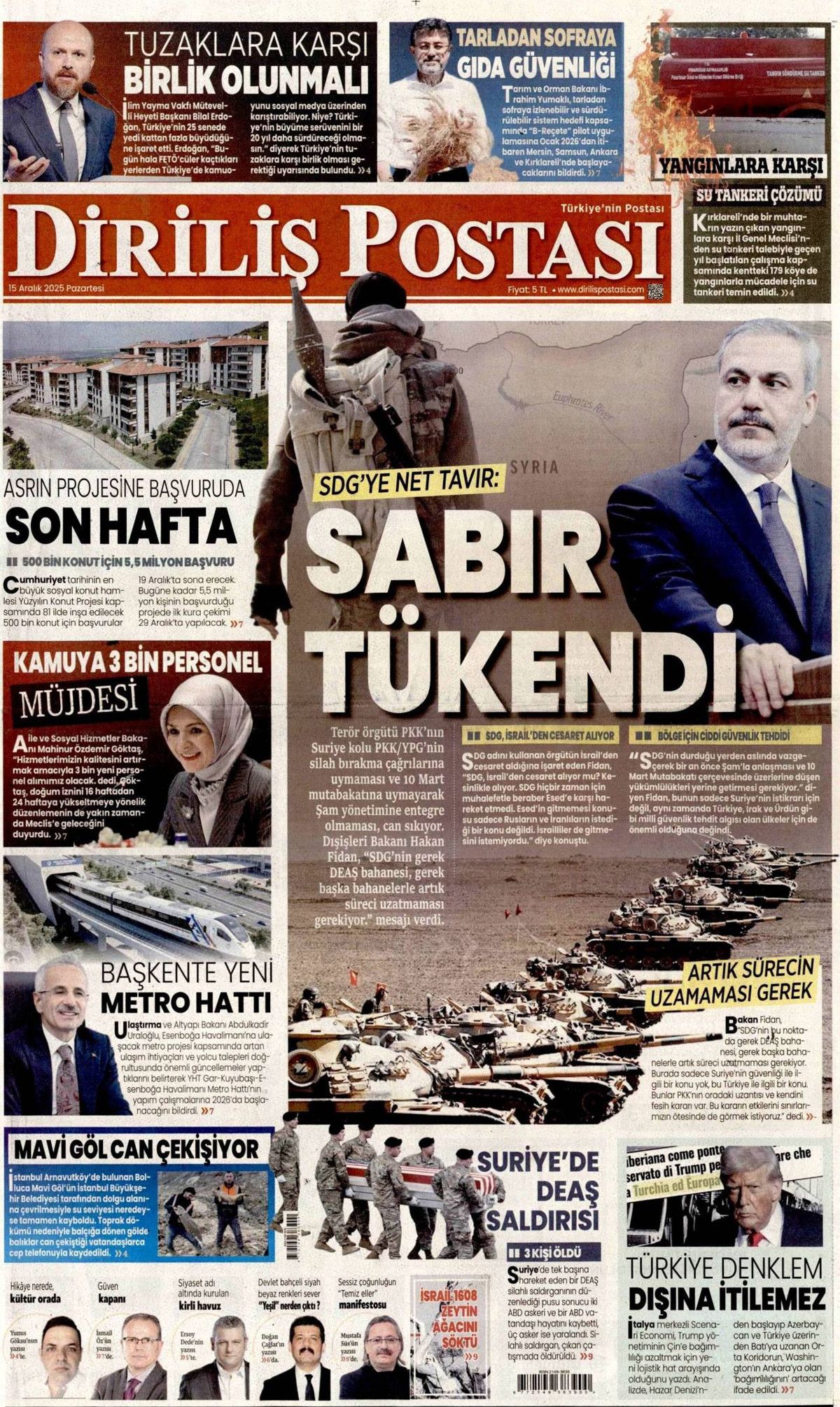 Ankara'da şifre: Stratejik sabır! İşte günün gazete manşetleri... 15