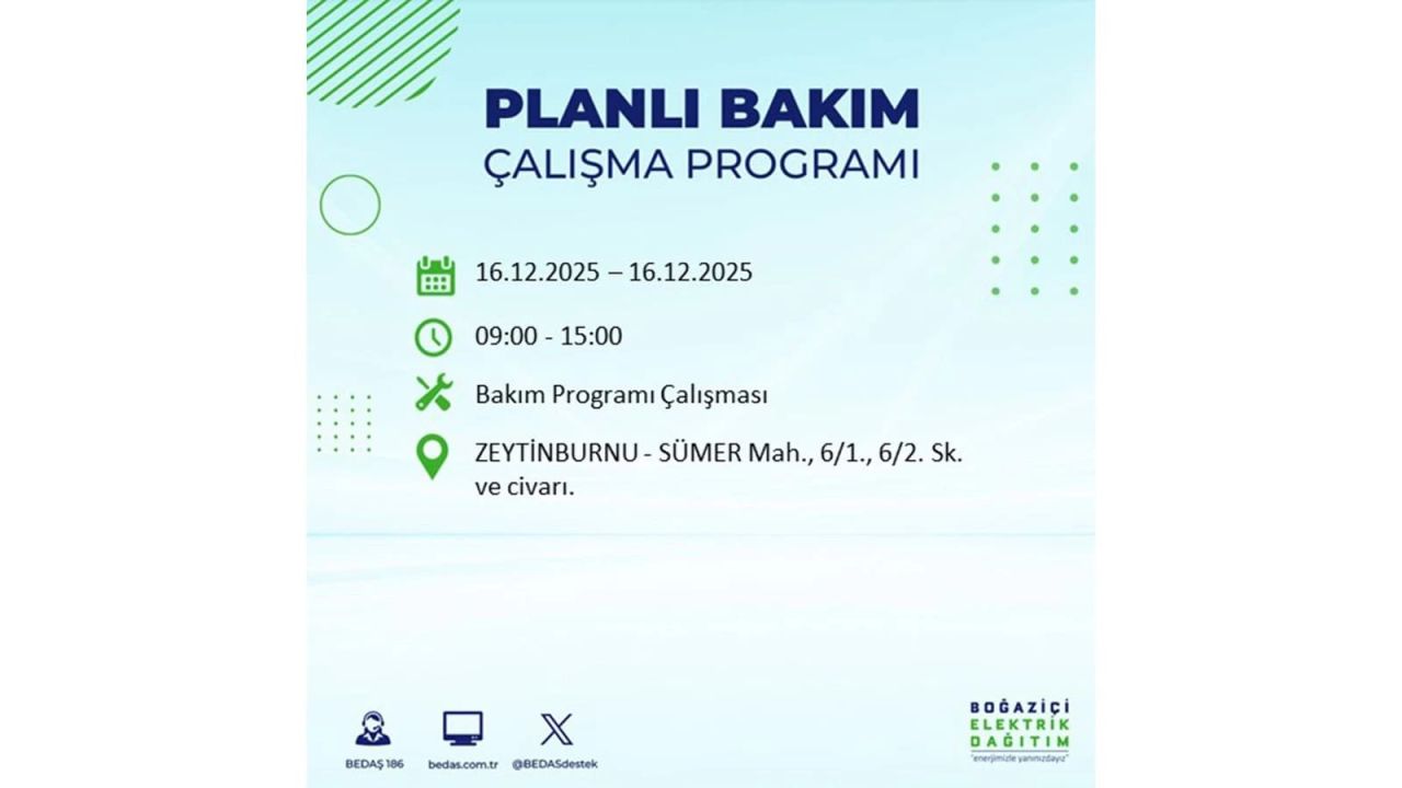 İstanbul'da dev elektrik kesintisi! 16 Aralık 2025 İstanbul'da elektrikler ne zaman gelecek, İstanbul'da 16 Aralık tarihinde hangi ilçelerde elektrik kesintileri olacak? 14