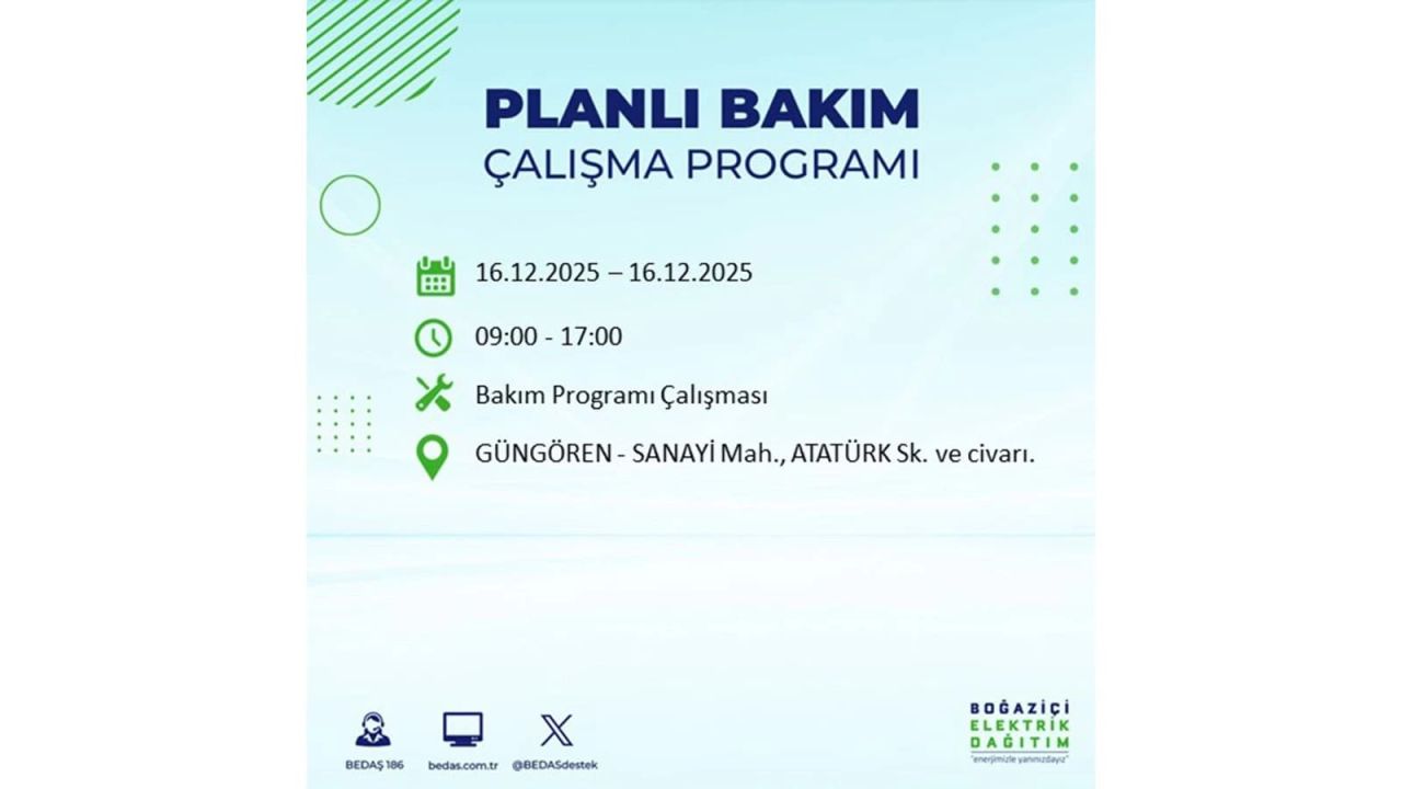 İstanbul'da dev elektrik kesintisi! 16 Aralık 2025 İstanbul'da elektrikler ne zaman gelecek, İstanbul'da 16 Aralık tarihinde hangi ilçelerde elektrik kesintileri olacak? 35