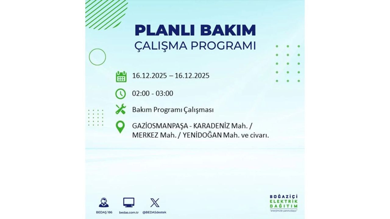 İstanbul'da dev elektrik kesintisi! 16 Aralık 2025 İstanbul'da elektrikler ne zaman gelecek, İstanbul'da 16 Aralık tarihinde hangi ilçelerde elektrik kesintileri olacak? 39