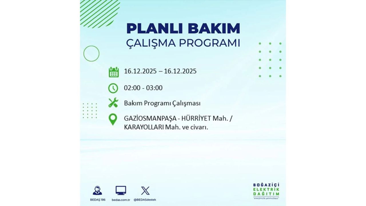 İstanbul'da dev elektrik kesintisi! 16 Aralık 2025 İstanbul'da elektrikler ne zaman gelecek, İstanbul'da 16 Aralık tarihinde hangi ilçelerde elektrik kesintileri olacak? 40