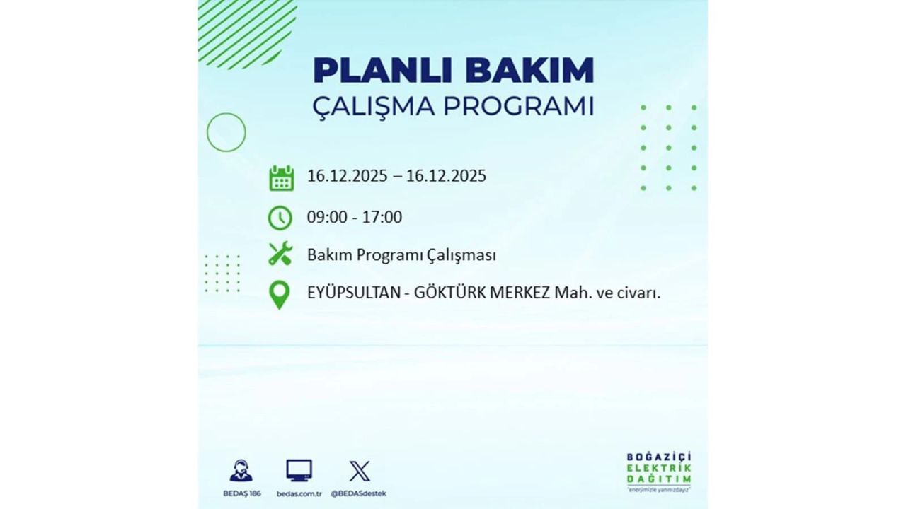 İstanbul'da dev elektrik kesintisi! 16 Aralık 2025 İstanbul'da elektrikler ne zaman gelecek, İstanbul'da 16 Aralık tarihinde hangi ilçelerde elektrik kesintileri olacak? 45