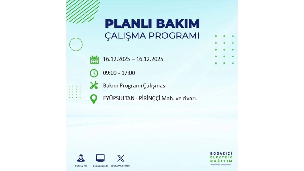 İstanbul'da dev elektrik kesintisi! 16 Aralık 2025 İstanbul'da elektrikler ne zaman gelecek, İstanbul'da 16 Aralık tarihinde hangi ilçelerde elektrik kesintileri olacak? 46
