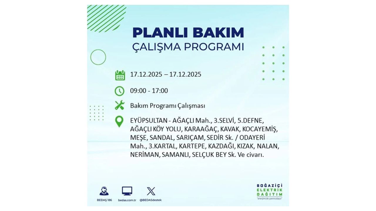 İstanbul'da birçok noktada elektrik kesintisi olacak! İstanbul'da elektrikler ne zaman gelecek? 17 Aralık 2025 İstanbul elektrik kesintisi sorgulama 112