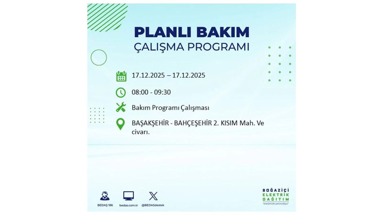 İstanbul'da birçok noktada elektrik kesintisi olacak! İstanbul'da elektrikler ne zaman gelecek? 17 Aralık 2025 İstanbul elektrik kesintisi sorgulama 46