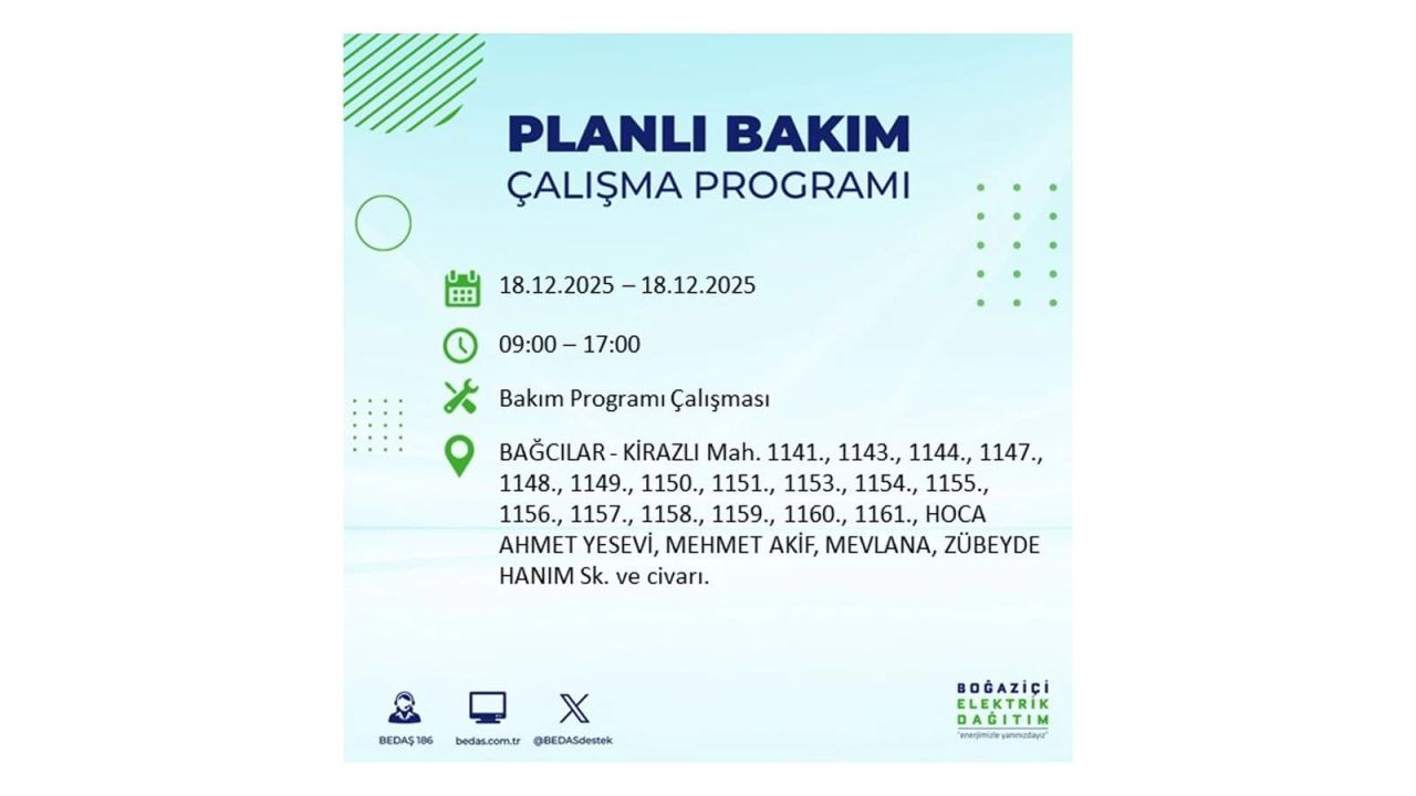 İstanbul'un 21 ilçesinde elektrik kesintisi olacak! İşte İstanbul'da 18 Aralık elektrik kesintisi olacak ilçeler 9