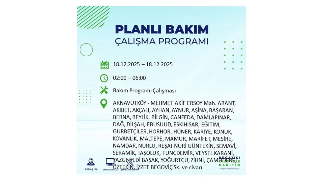 İstanbul'un 21 ilçesinde elektrik kesintisi olacak! İşte İstanbul'da 18 Aralık elektrik kesintisi olacak ilçeler 2