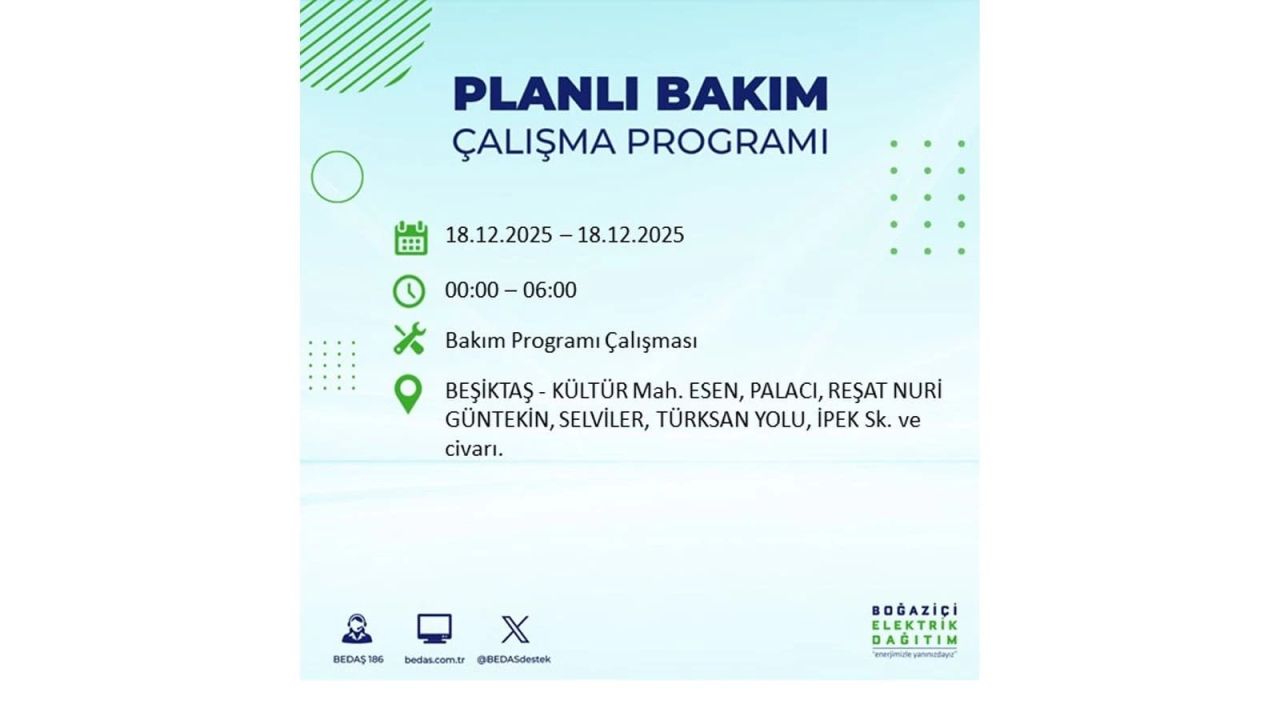 İstanbul'un 21 ilçesinde elektrik kesintisi olacak! İşte İstanbul'da 18 Aralık elektrik kesintisi olacak ilçeler 47