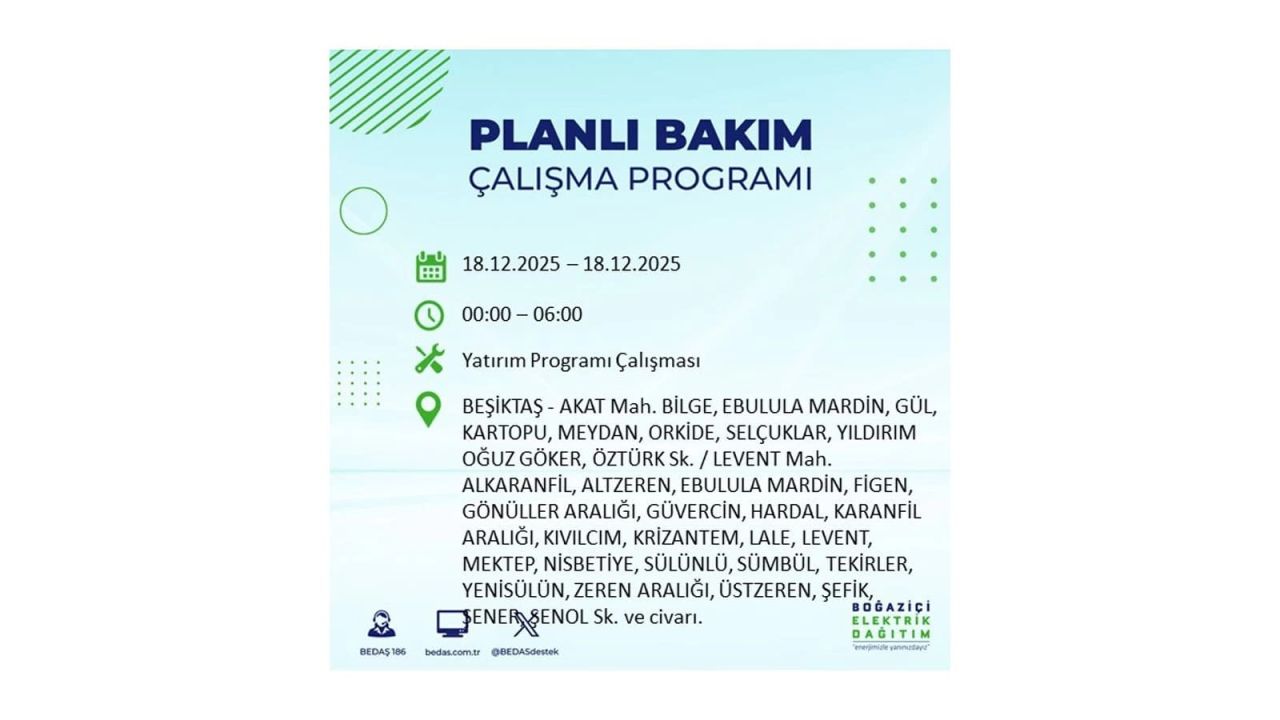 İstanbul'un 21 ilçesinde elektrik kesintisi olacak! İşte İstanbul'da 18 Aralık elektrik kesintisi olacak ilçeler 49
