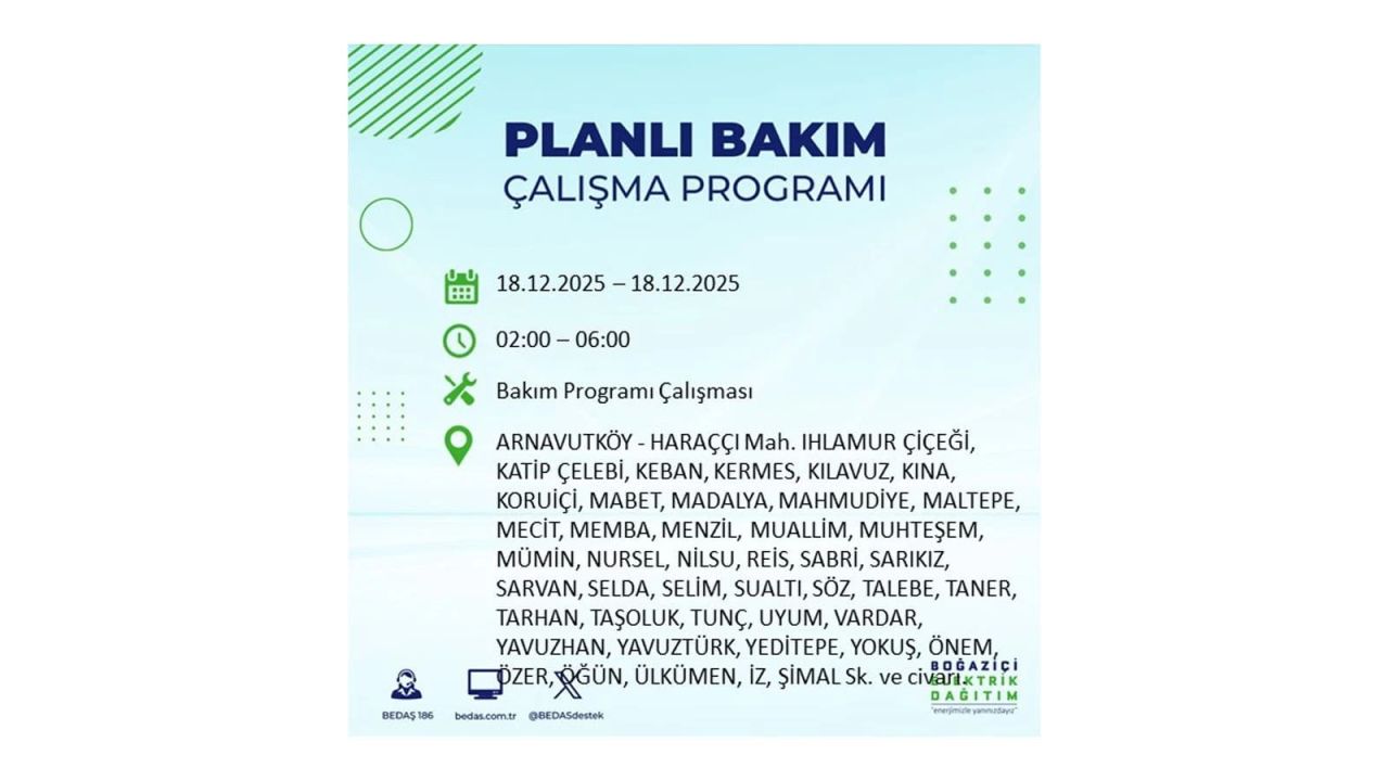 İstanbul'un 21 ilçesinde elektrik kesintisi olacak! İşte İstanbul'da 18 Aralık elektrik kesintisi olacak ilçeler 3
