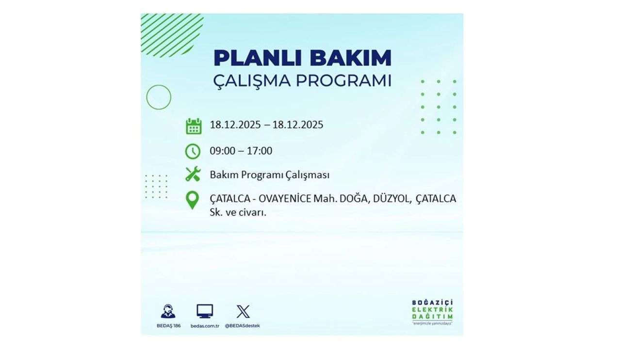 İstanbul'un 21 ilçesinde elektrik kesintisi olacak! İşte İstanbul'da 18 Aralık elektrik kesintisi olacak ilçeler 60