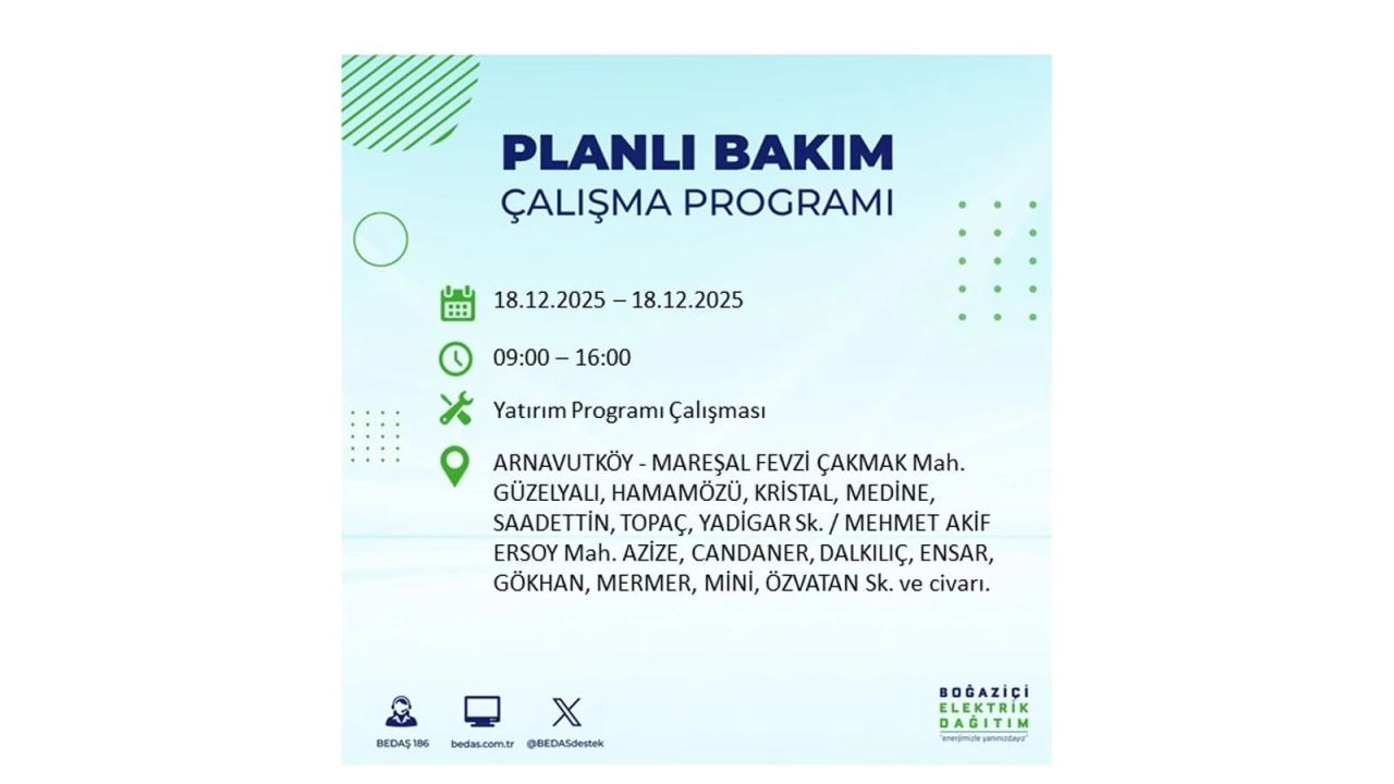 İstanbul'un 21 ilçesinde elektrik kesintisi olacak! İşte İstanbul'da 18 Aralık elektrik kesintisi olacak ilçeler 5