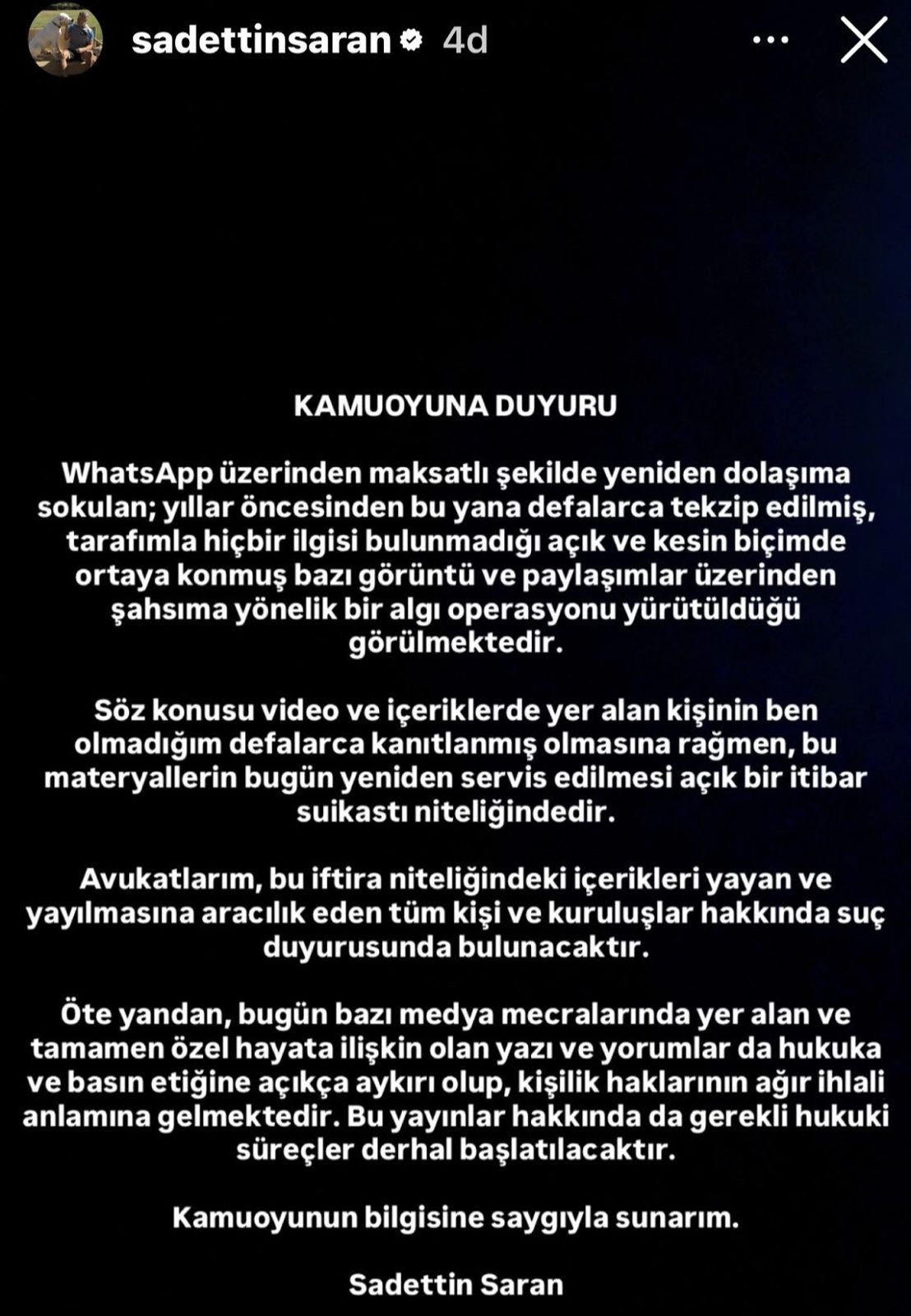 Sadettin Saran'dan açıklama geldi 11