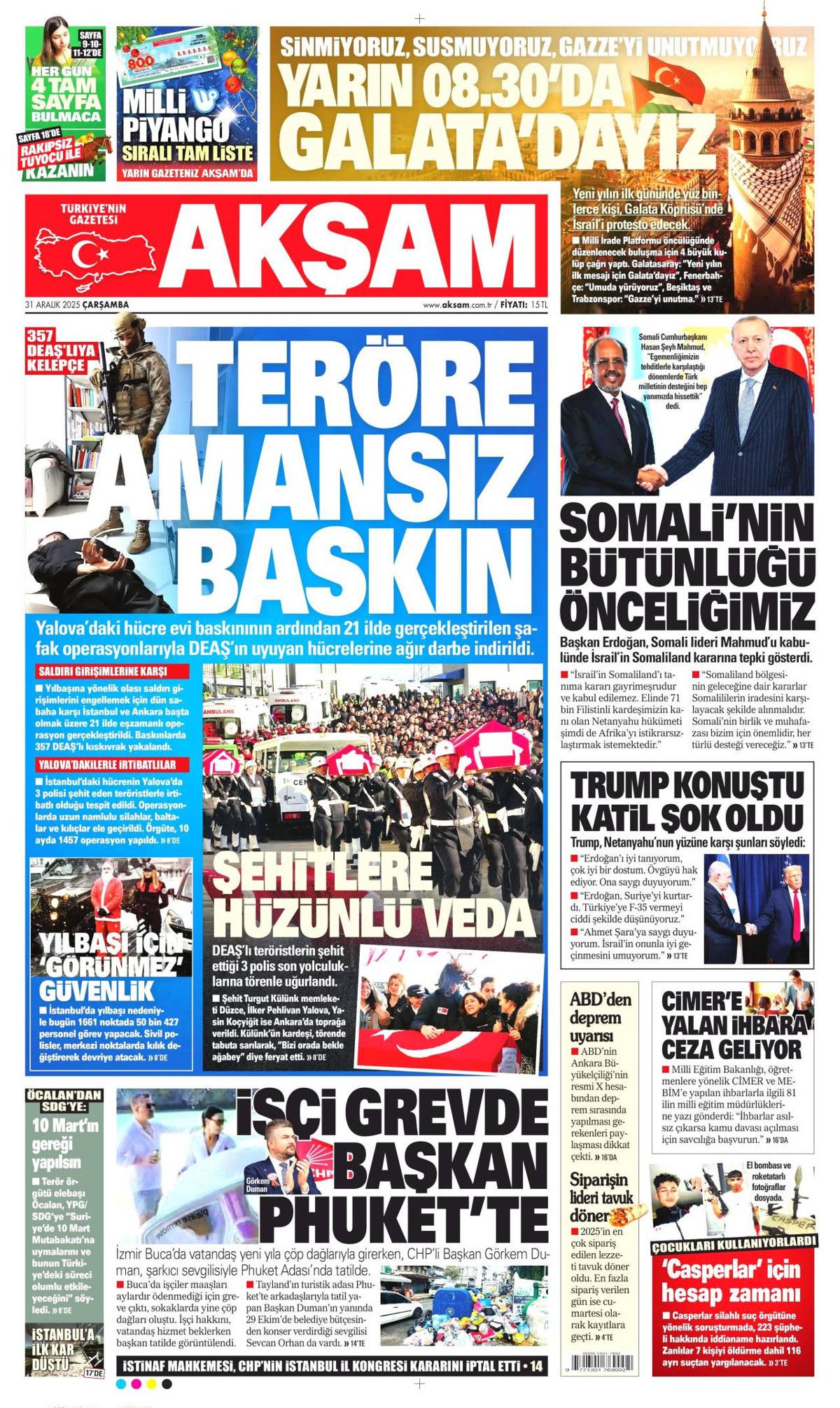 DEAŞ'a karşı büyük temizlik başladı! Elebaşları da yakalandı... 31 Aralık Çarşamba gazete manşetleri 10