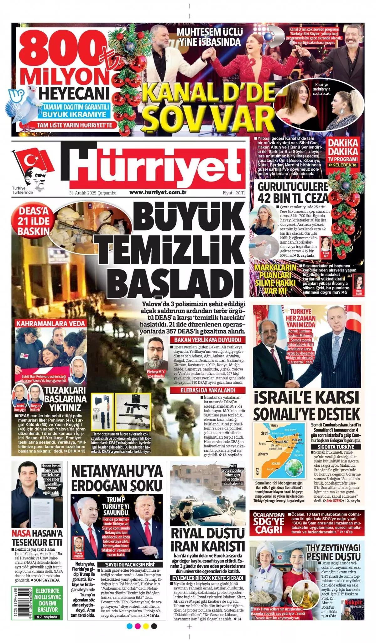 DEAŞ'a karşı büyük temizlik başladı! Elebaşları da yakalandı... 31 Aralık Çarşamba gazete manşetleri 1