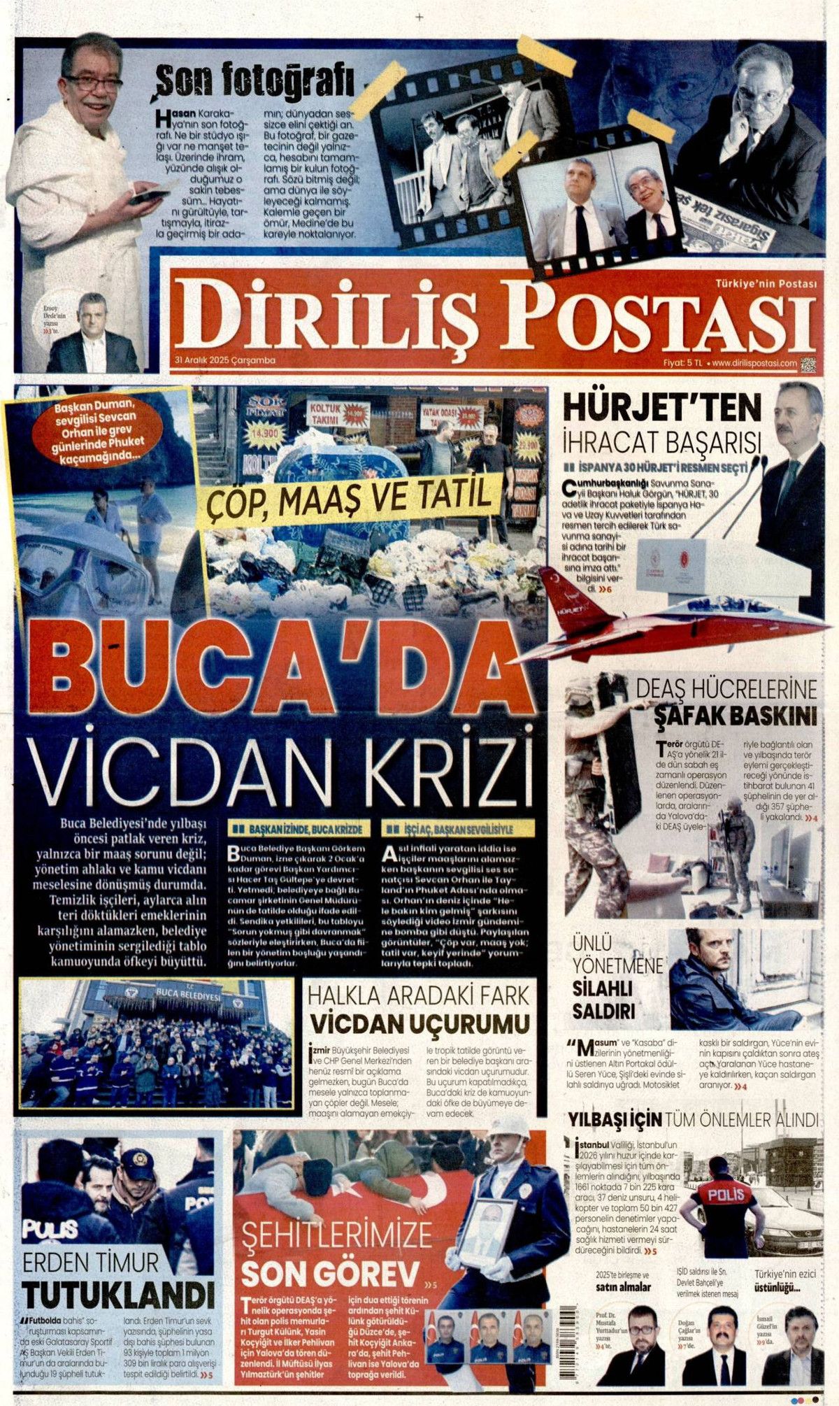 DEAŞ'a karşı büyük temizlik başladı! Elebaşları da yakalandı... 31 Aralık Çarşamba gazete manşetleri 16