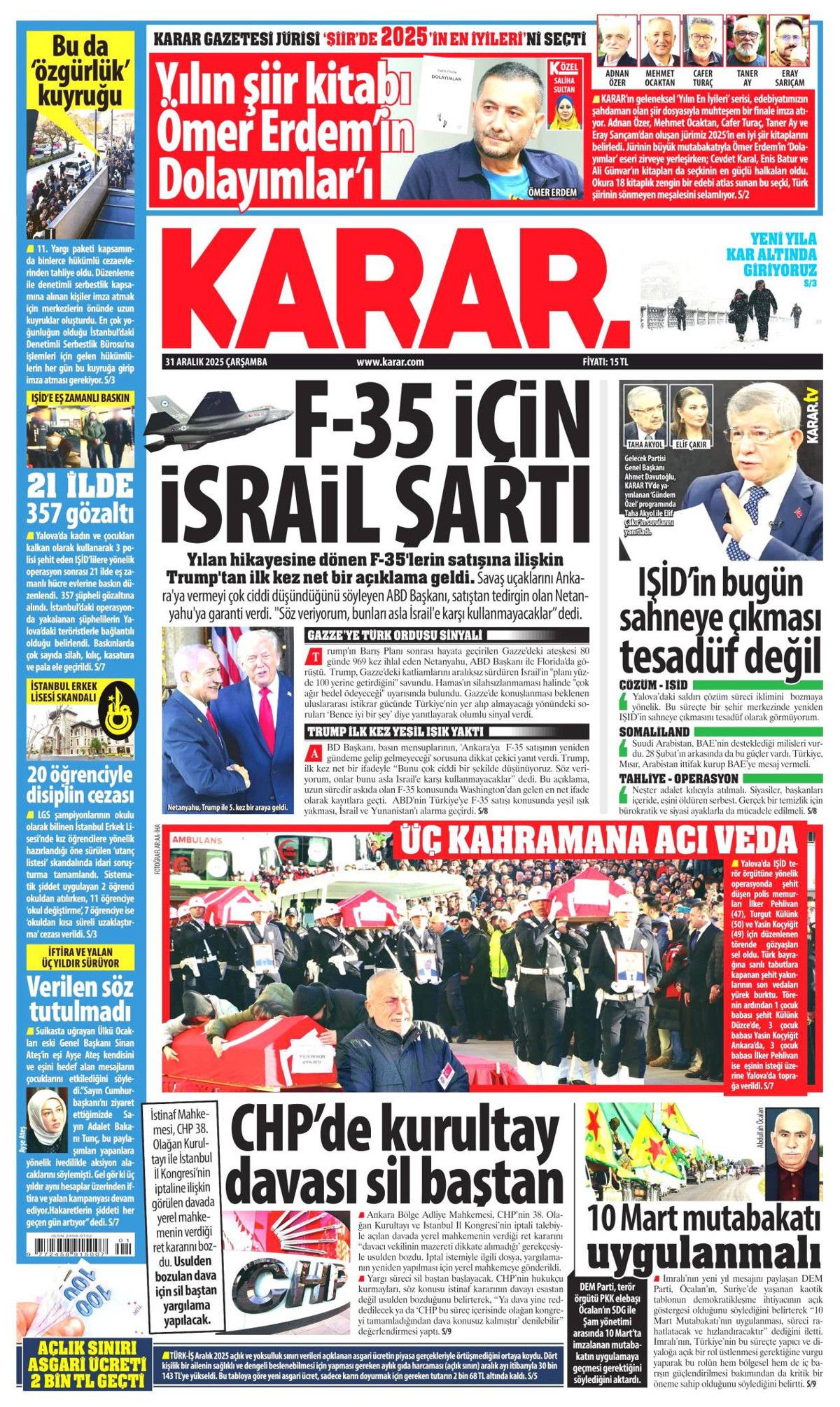 DEAŞ'a karşı büyük temizlik başladı! Elebaşları da yakalandı... 31 Aralık Çarşamba gazete manşetleri 12