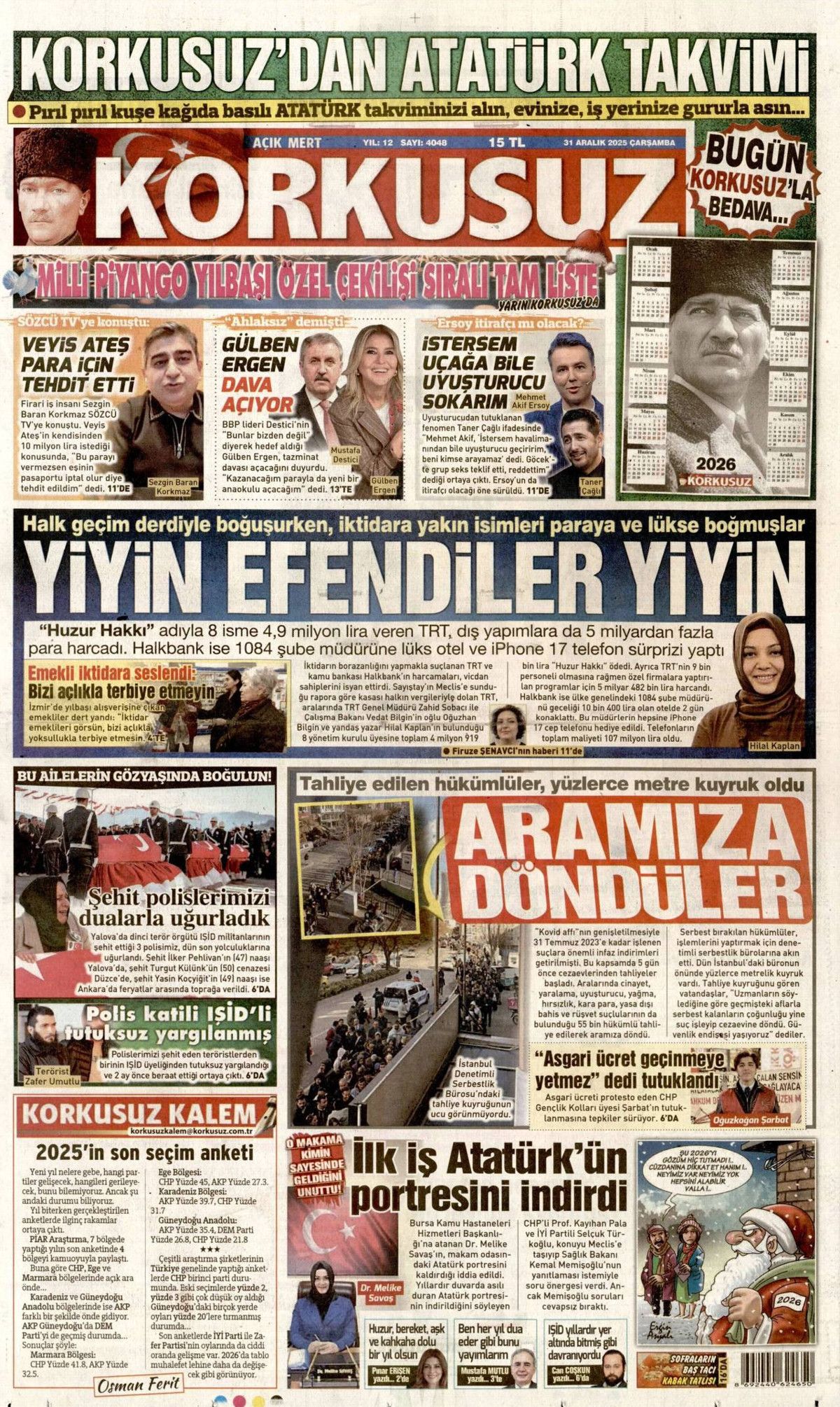 DEAŞ'a karşı büyük temizlik başladı! Elebaşları da yakalandı... 31 Aralık Çarşamba gazete manşetleri 23