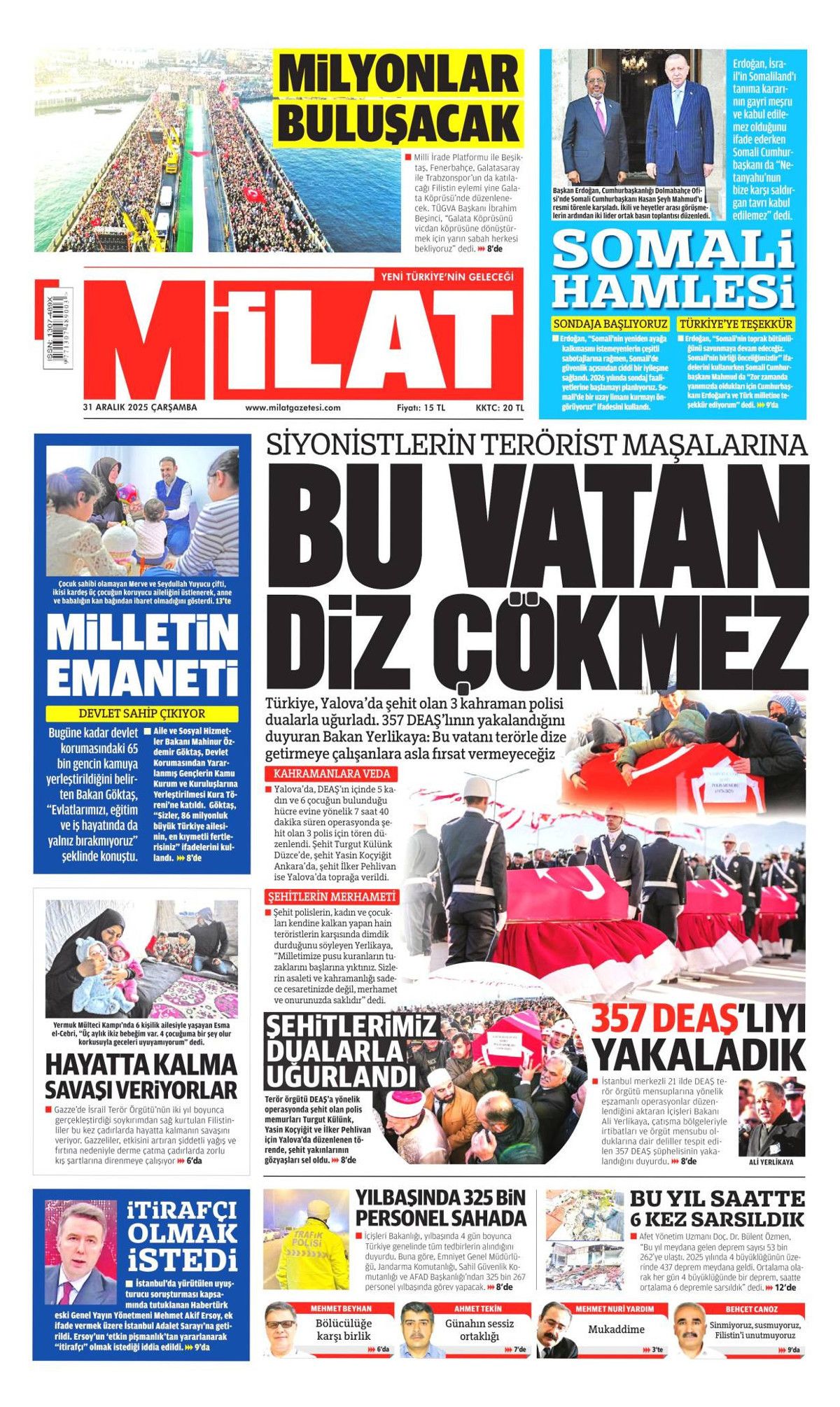 DEAŞ'a karşı büyük temizlik başladı! Elebaşları da yakalandı... 31 Aralık Çarşamba gazete manşetleri 17