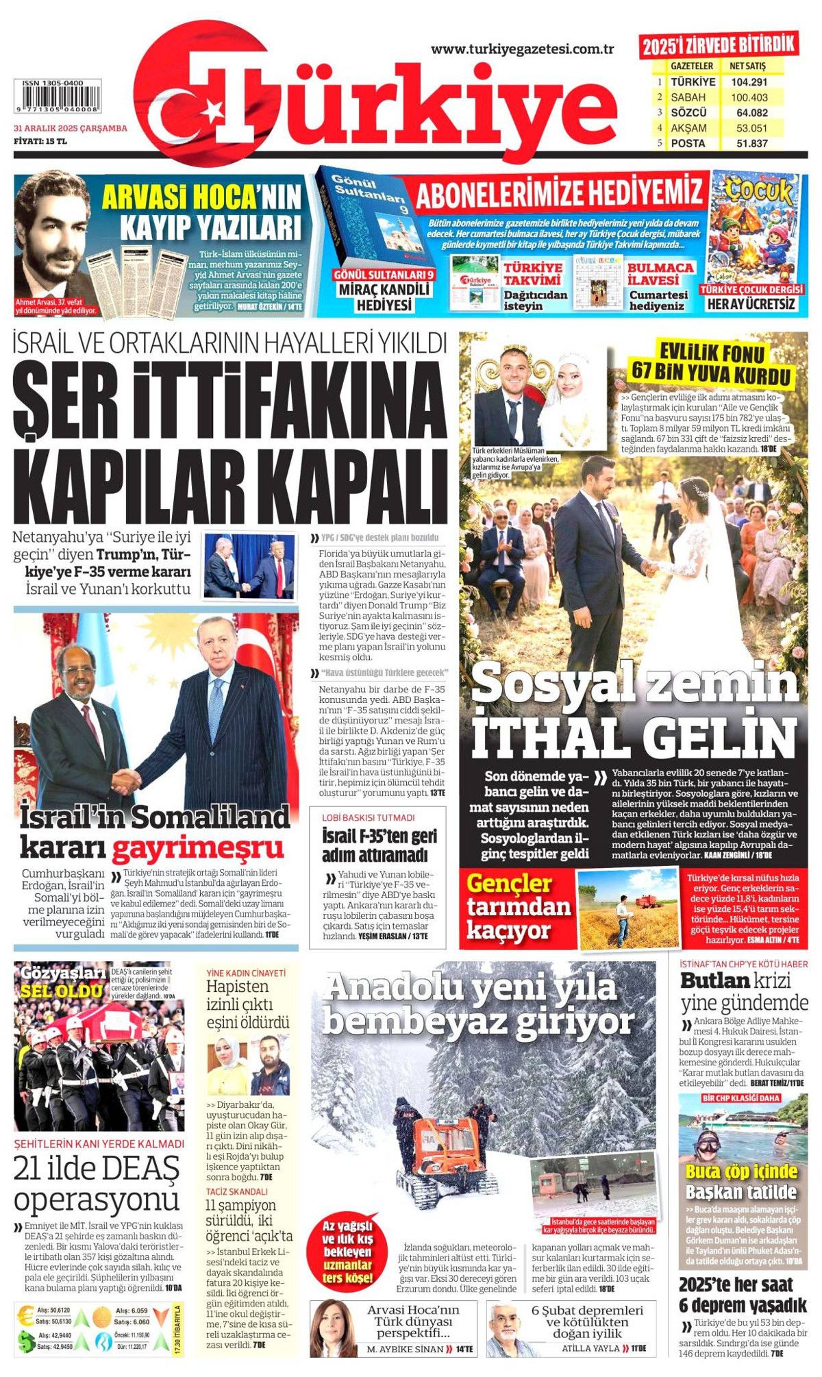 DEAŞ'a karşı büyük temizlik başladı! Elebaşları da yakalandı... 31 Aralık Çarşamba gazete manşetleri 11