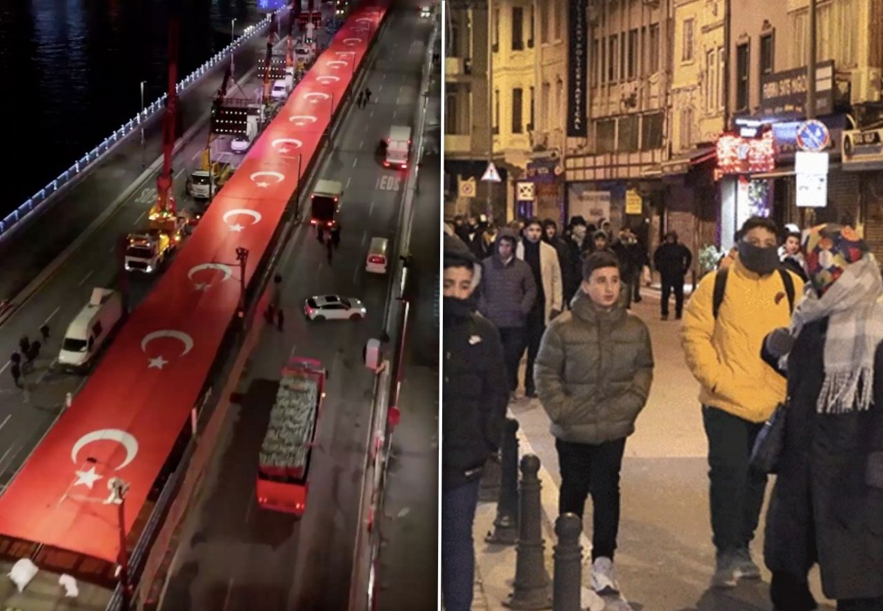 Galata Köprüsü'nde Filistin için tarihi buluşma! Büyük Gazze Yürüyüşü başladı... SuperHaber olarak alandayız! 1