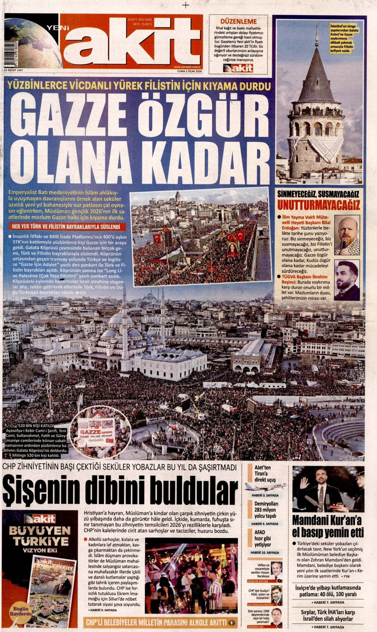 Türkiye susmadı, Gazze'yi unutmadı! Galata'daki tarihi buluşma manşetlerde... 12