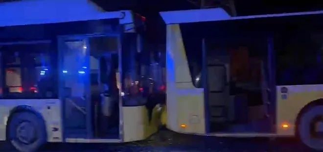 Başakşehir’de zincirleme kaza: Seyir halindeki 3 İETT otobüsü çarpıştı, yaralılar var 1