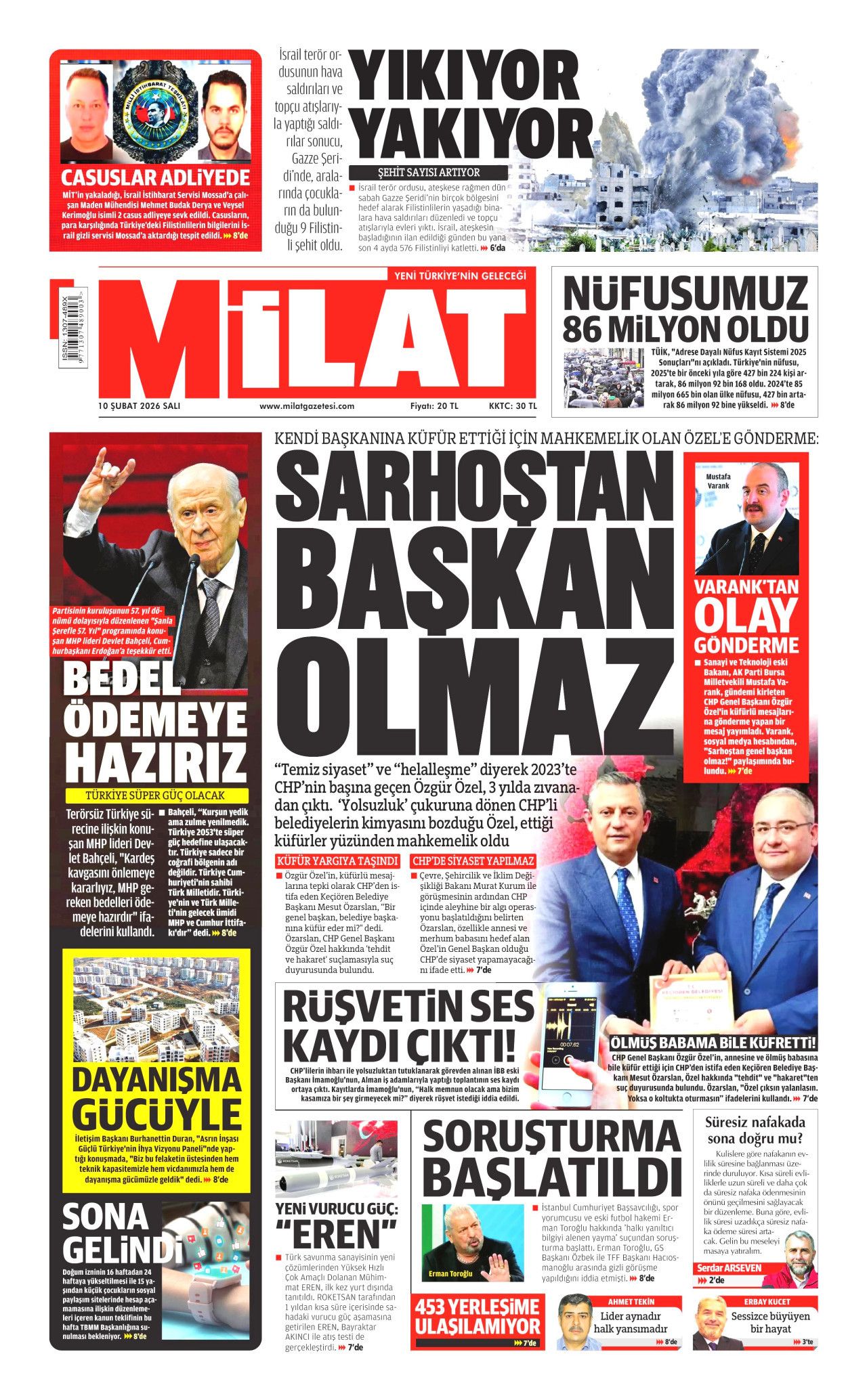 Dünyanın geleceği çarşambadan belli olacak! İşte 10 Şubat Salı gazete manşetleri... 20