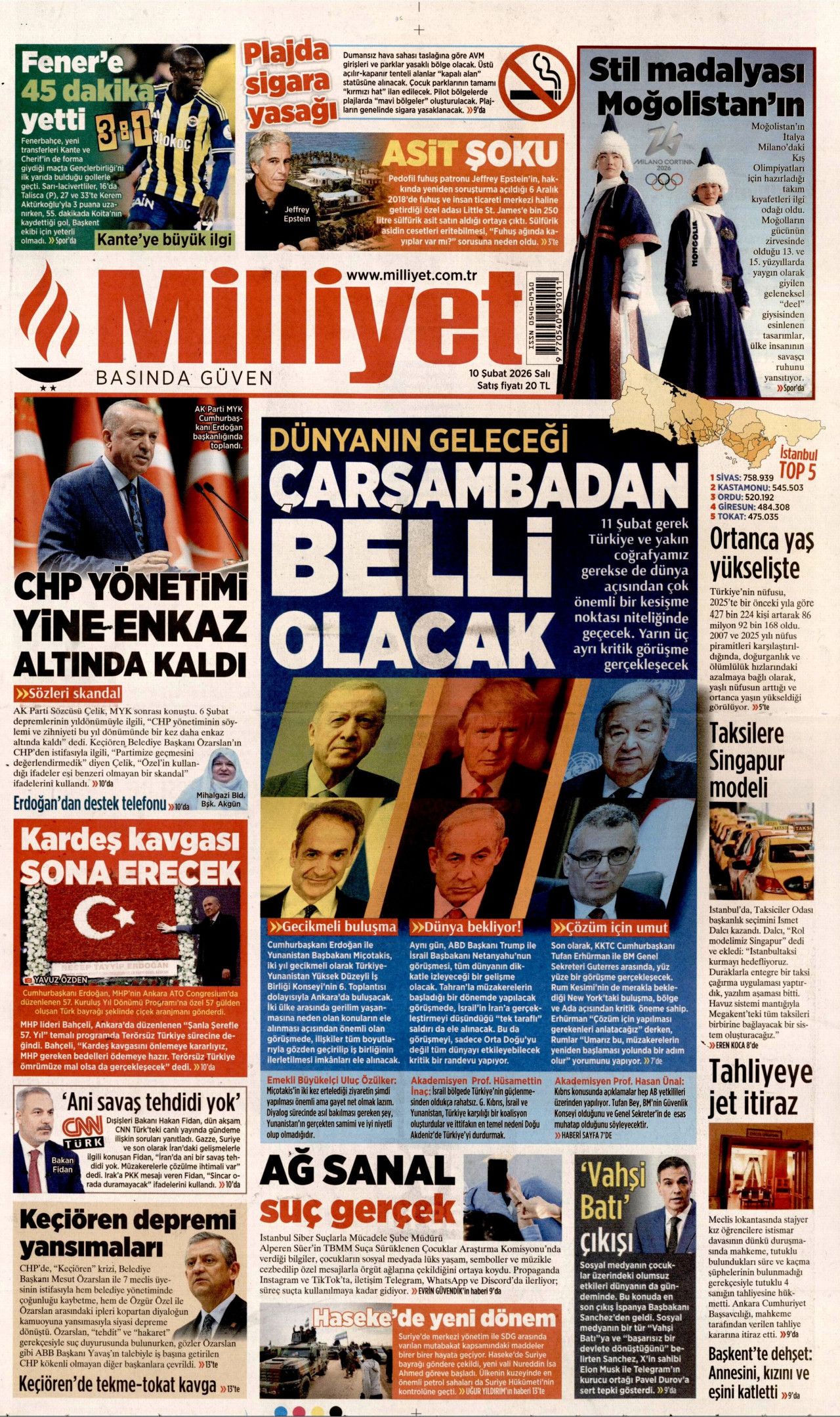 Dünyanın geleceği çarşambadan belli olacak! İşte 10 Şubat Salı gazete manşetleri... 2