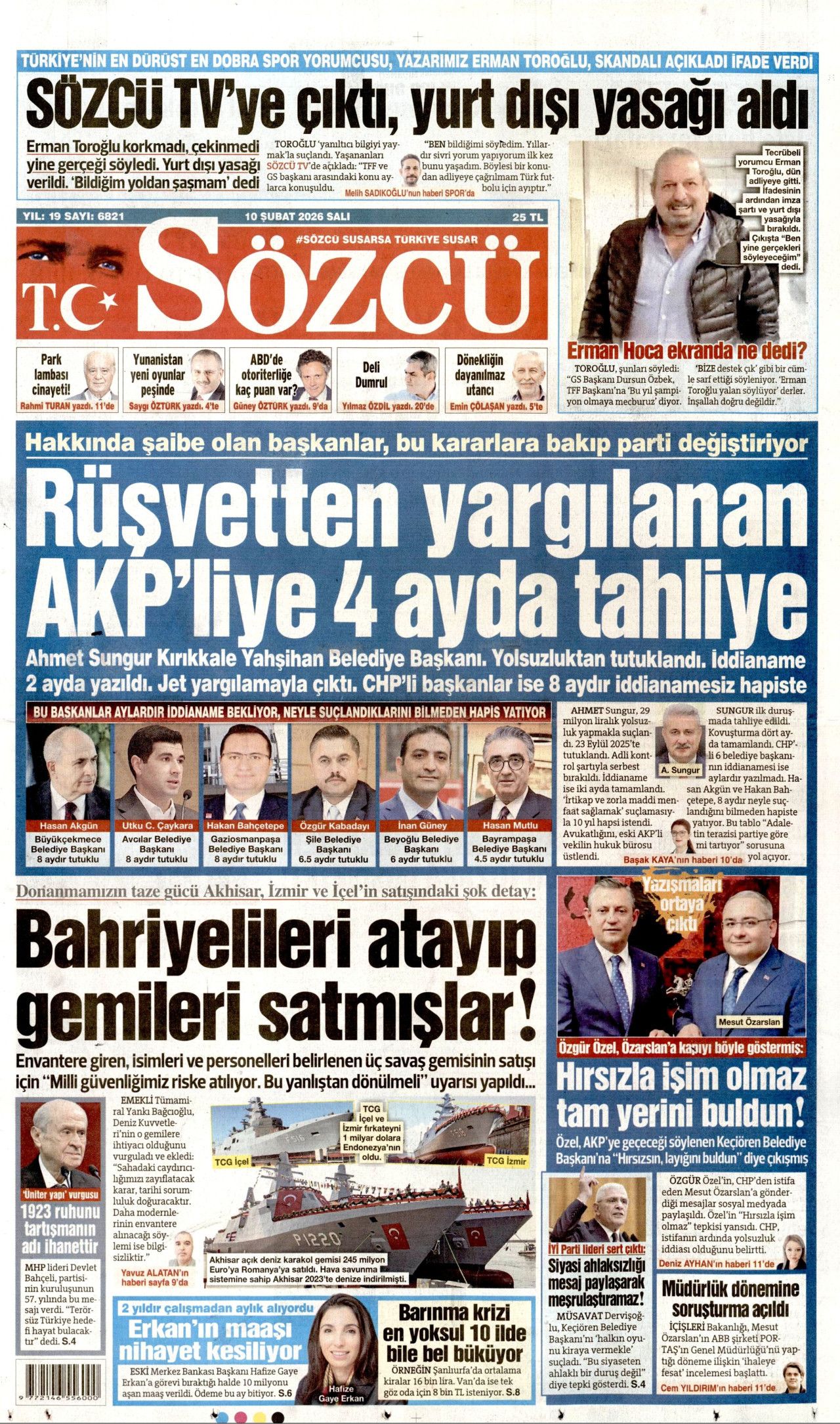 Dünyanın geleceği çarşambadan belli olacak! İşte 10 Şubat Salı gazete manşetleri... 9