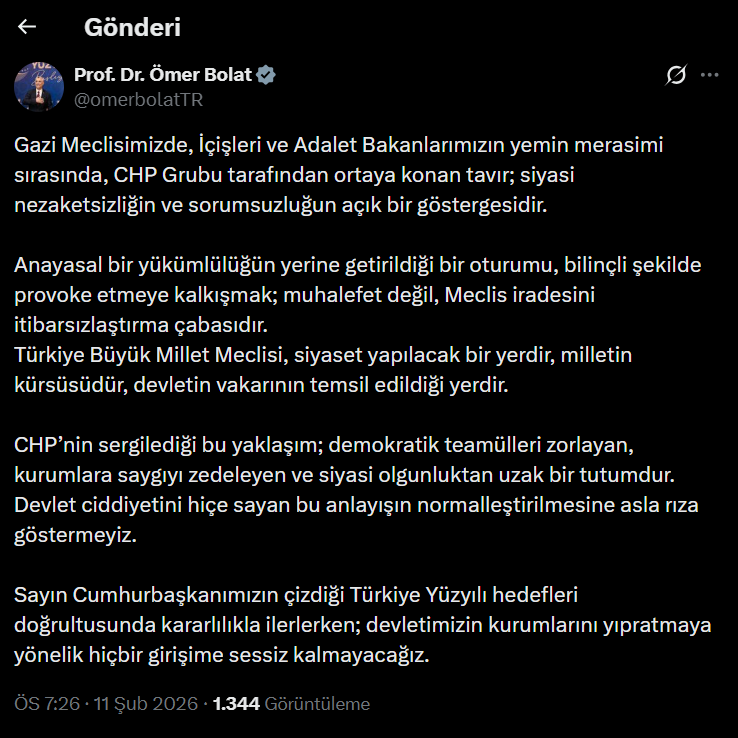 Cumhurbaşkanlığı, bakanlar ve AK Partili isimler... CHP'nin kürsü işgaline bu şekilde tepki gösterdiler 5