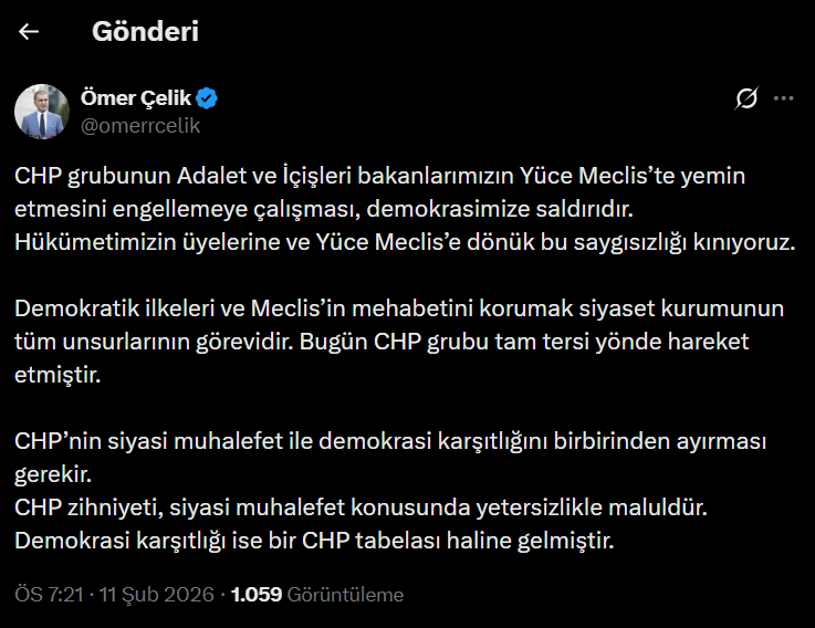 Cumhurbaşkanlığı, bakanlar ve AK Partili isimler... CHP'nin kürsü işgaline bu şekilde tepki gösterdiler 7