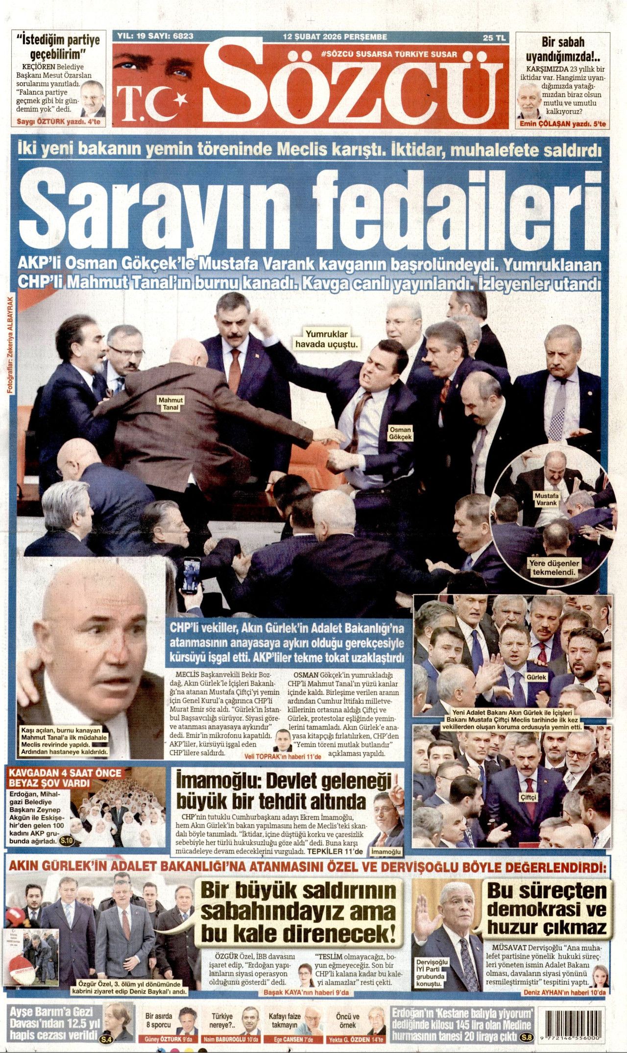 CHP'li vekillerden vandallık... Meclis'te tekmeli yumruklu kavga gazete manşetlerinde! 8