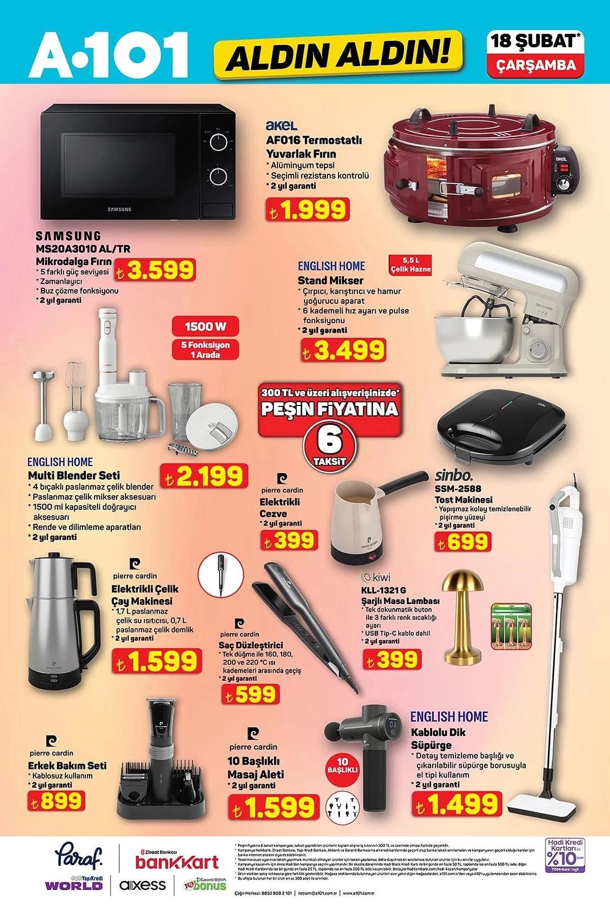 A101 18 ŞUBAT 2026 AKTÜEL ÜRÜNLER KATALOĞU YAYIMLANDI! Çamaşır Makinesi , katlanabilir masa, çaycı, mini fırın... 3