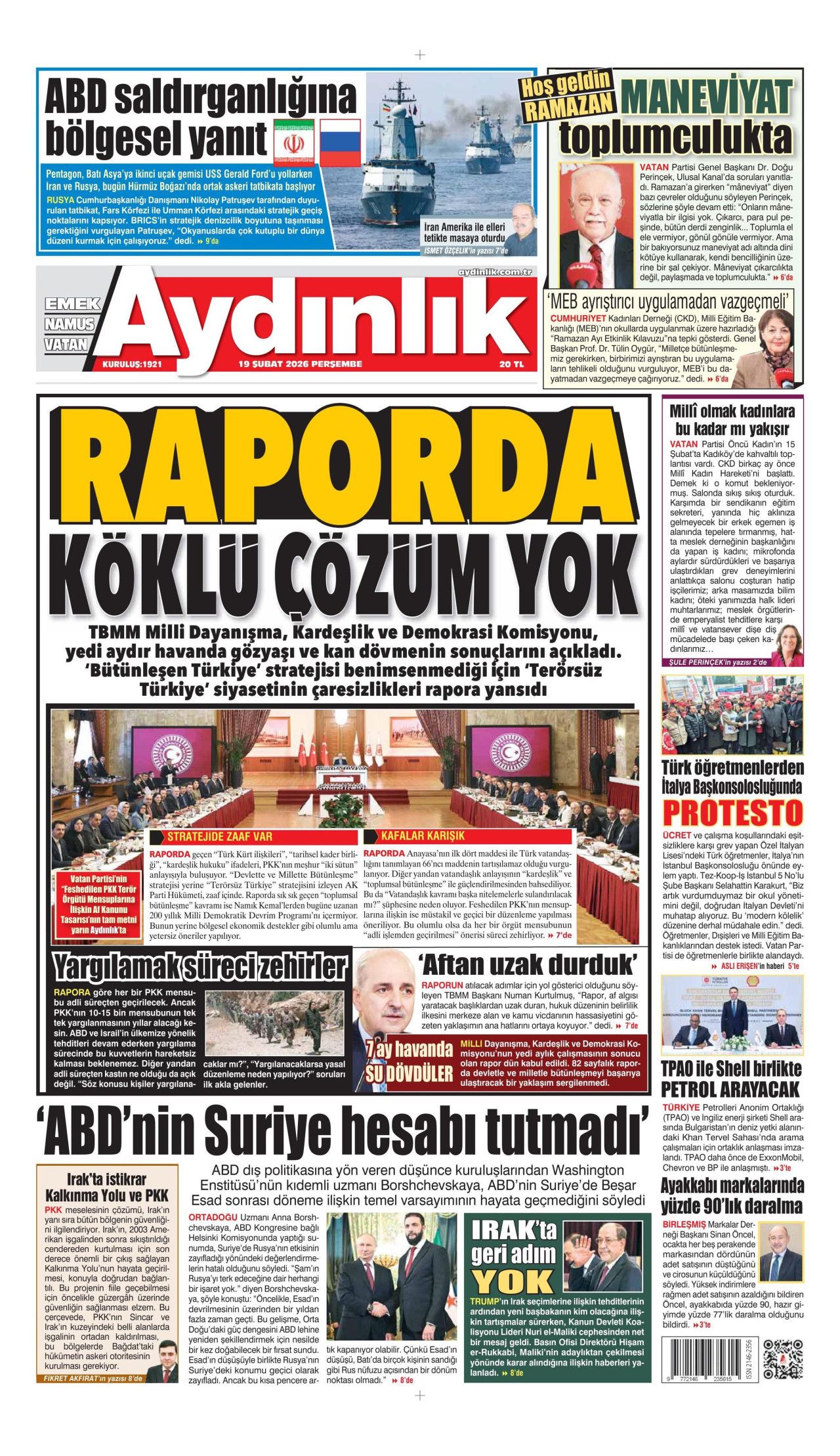 Terörsüz Türkiye'de kritik eşik gazete manşetlerinde! Peki şimdi ne olacak? İşte 19 Şubat gazete manşetleri... 17